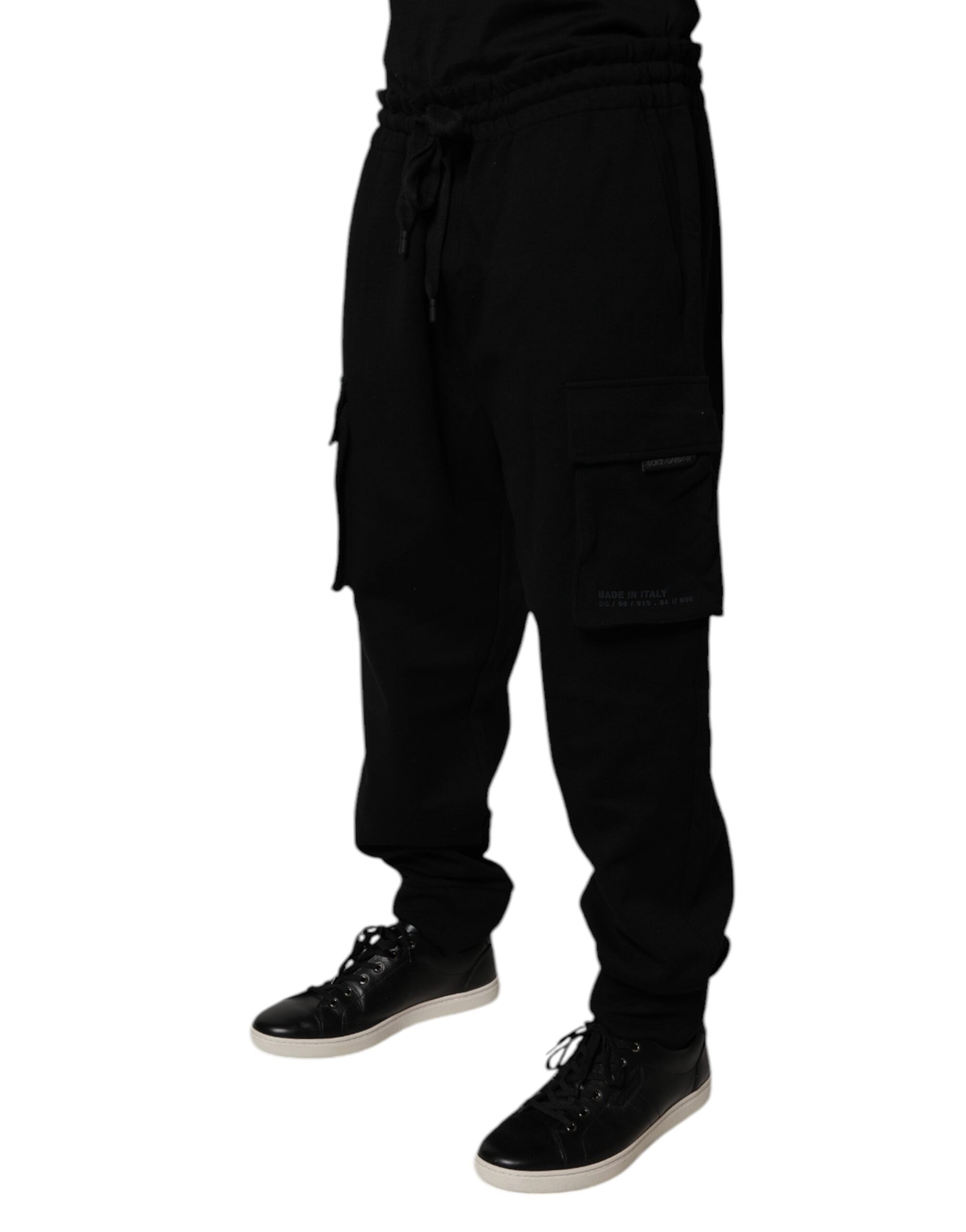 Pantaloni de trening cargo din bumbac negri Dolce &amp; Gabbana