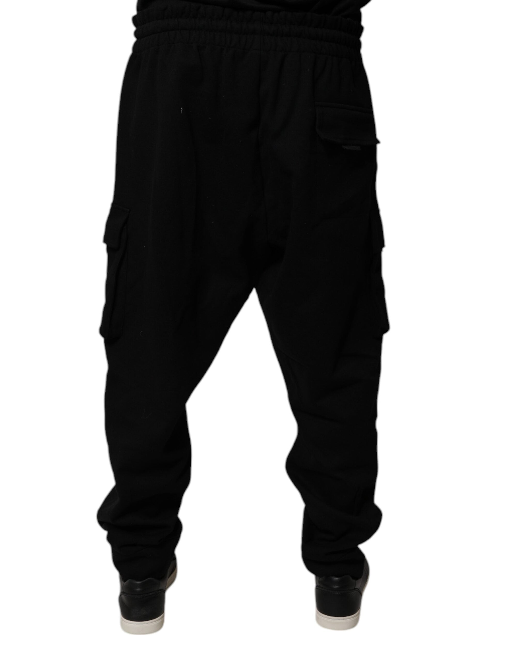 Pantaloni de trening cargo din bumbac negri Dolce &amp; Gabbana