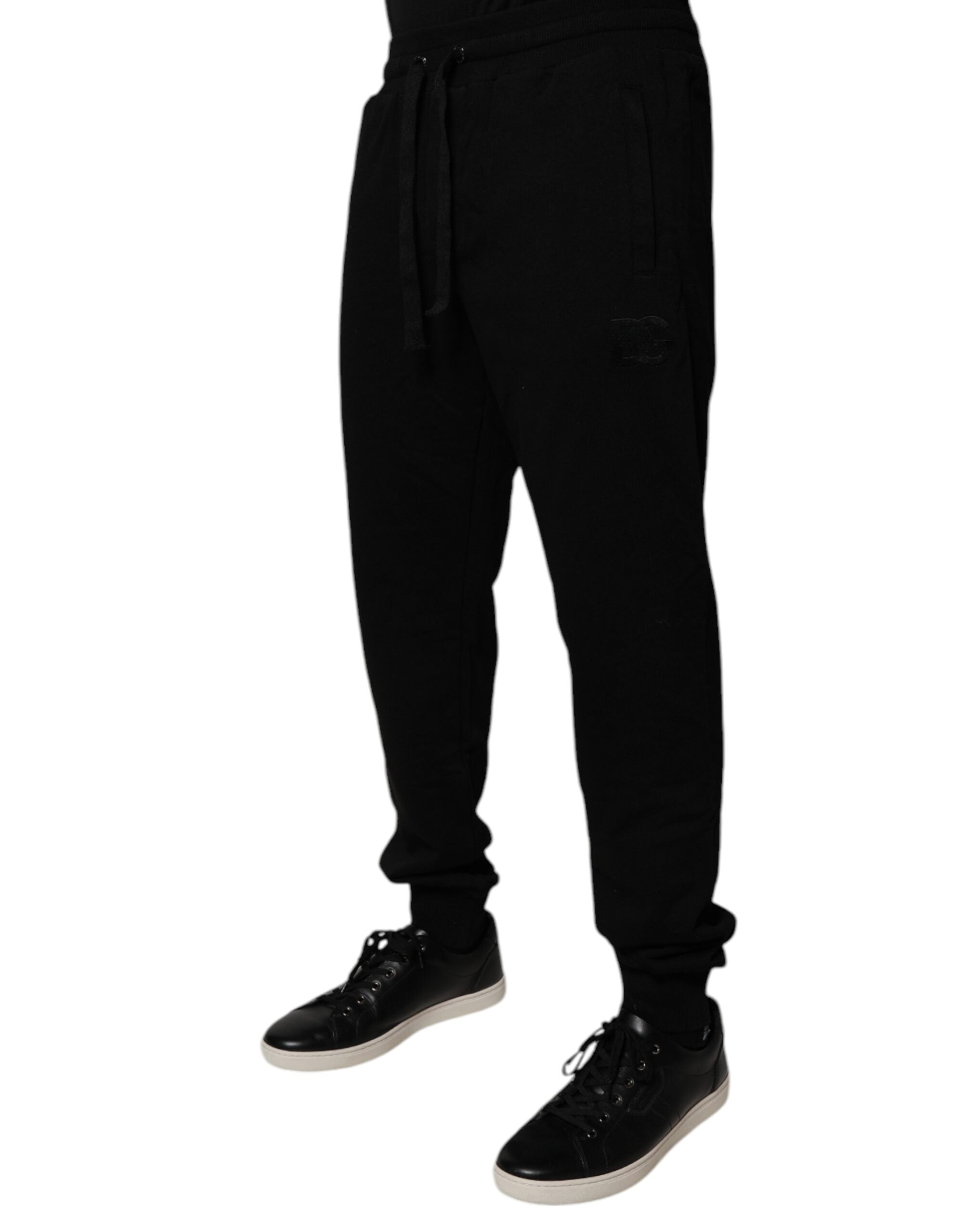 Dolce &amp; Gabbana – Schwarze Jogginghose aus Baumwolle mit mittlerer Taille