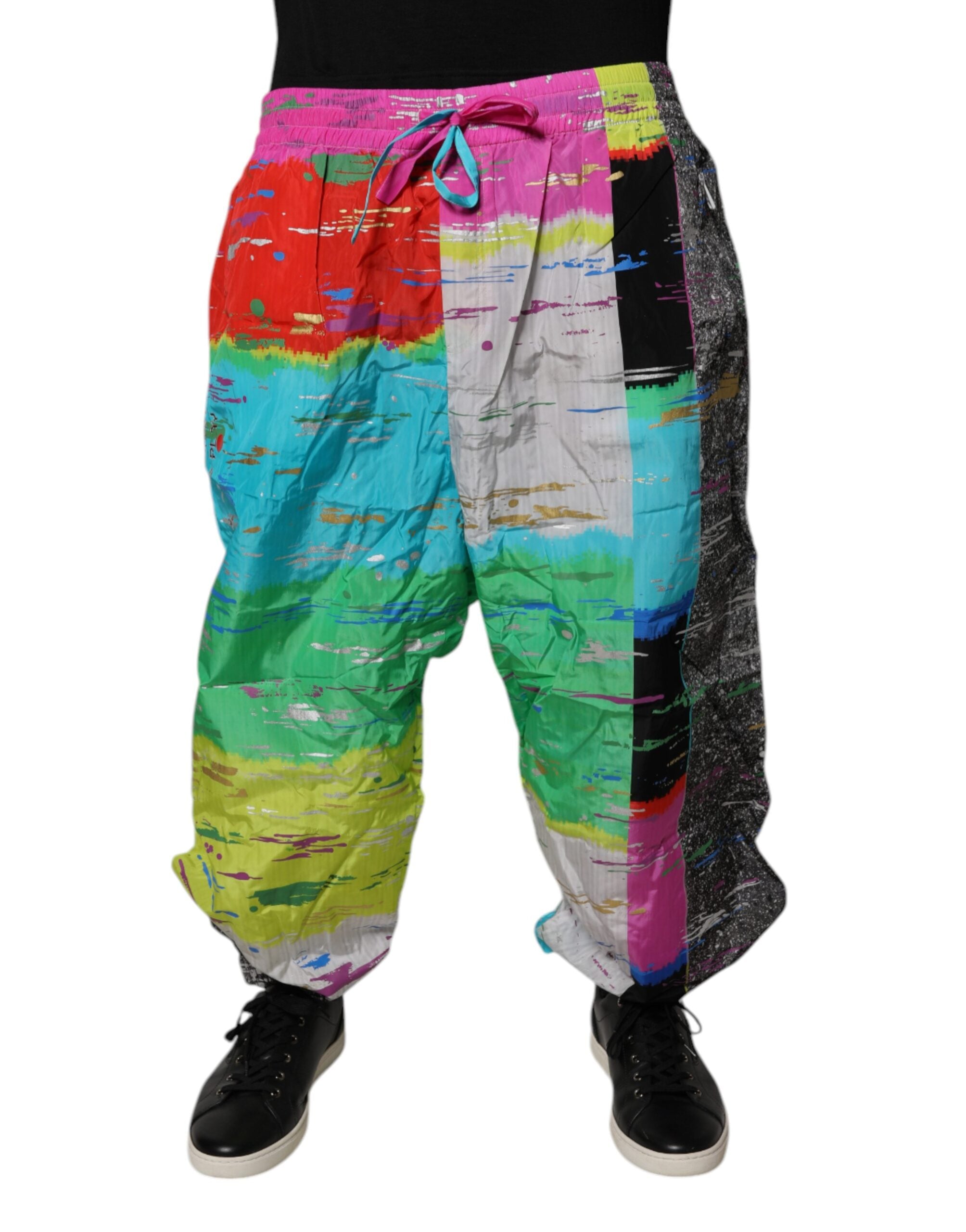 Dolce &amp; Gabbana Pantaloni sport cu talie medie și imprimeu patchwork multicolor