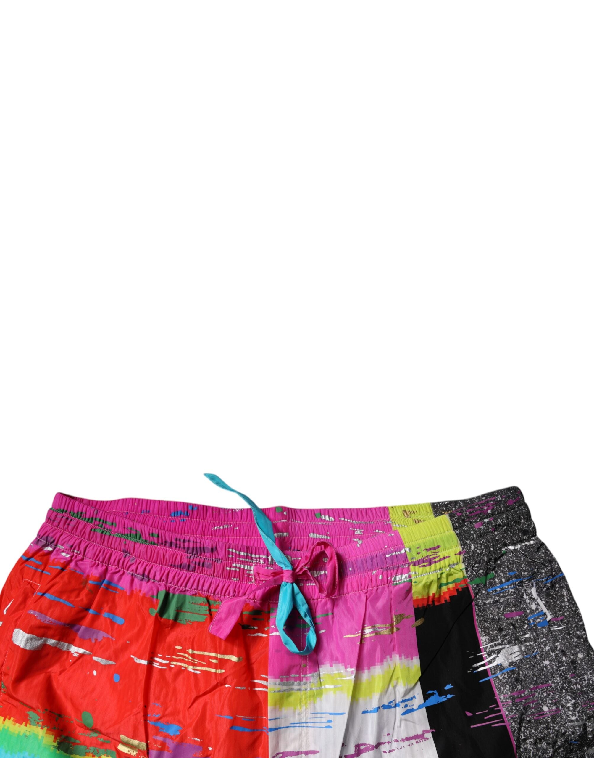 Dolce &amp; Gabbana Pantaloni sport cu talie medie și imprimeu patchwork multicolor