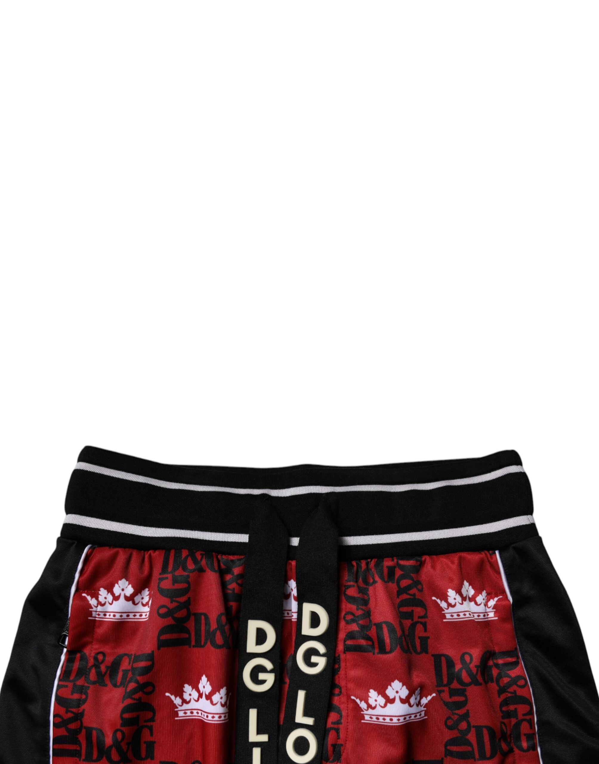 Dolce &amp; Gabbana Pantaloni de trening pentru bărbați cu monogramă și logo coroanei roșii