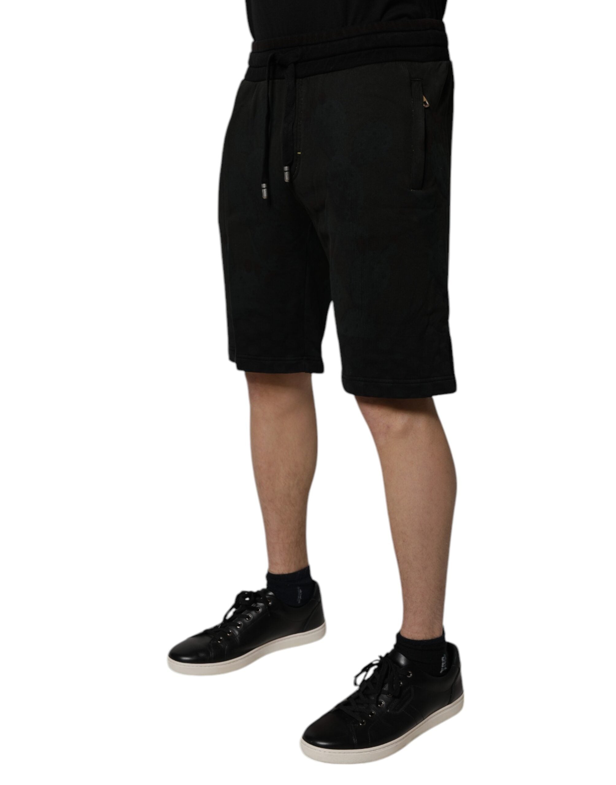 Dolce &amp; Gabbana Schwarze Baumwoll-Sweatshorts Herren Bermudashorts