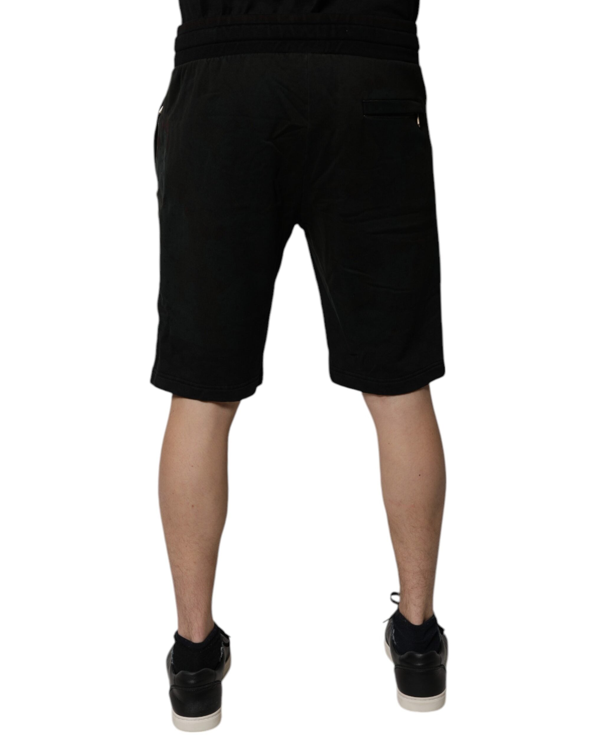 Dolce &amp; Gabbana Schwarze Baumwoll-Sweatshorts Herren Bermudashorts