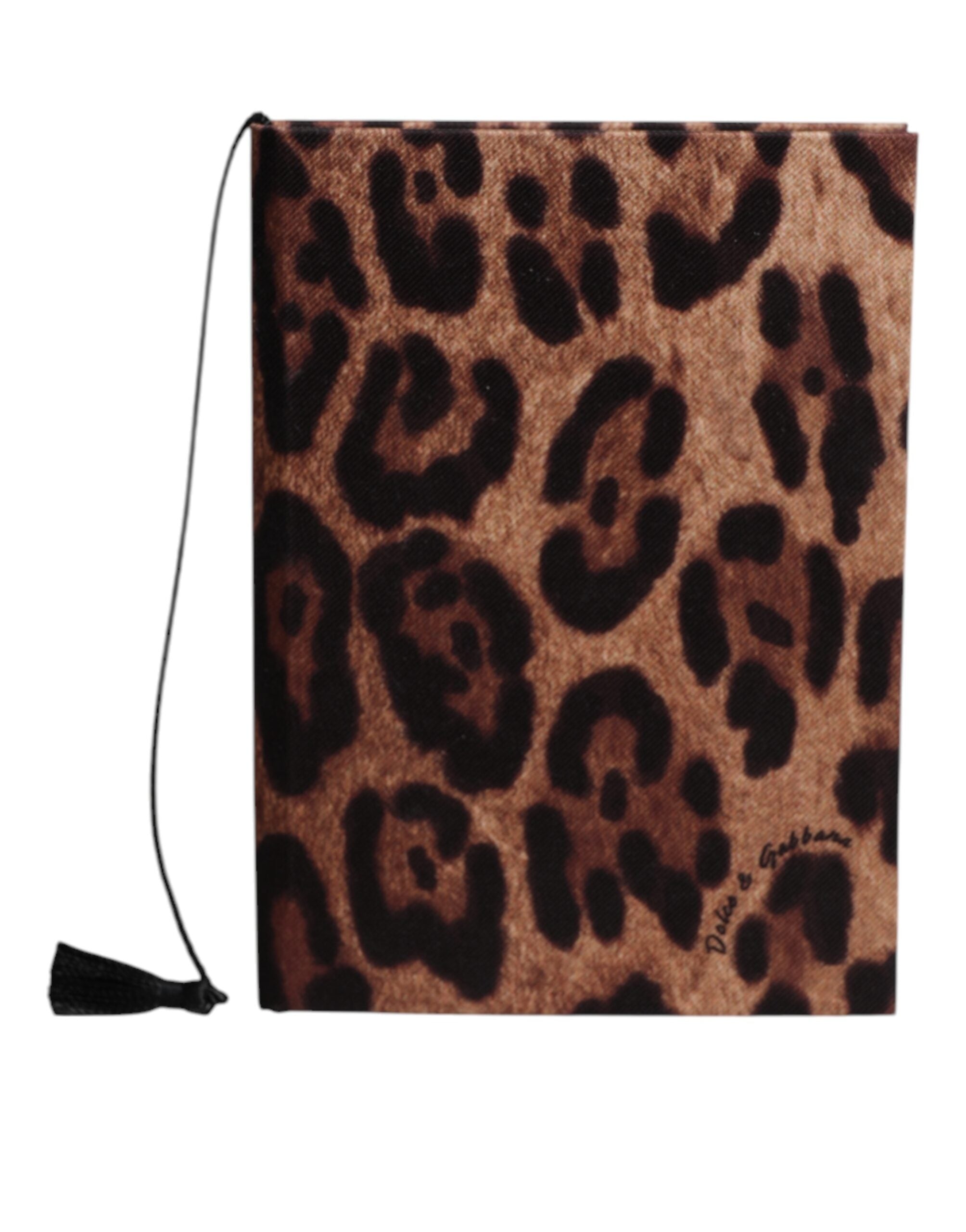 Caiet mic Dolce &amp; Gabbana maro negru din poliester cu imprimeu de leopard