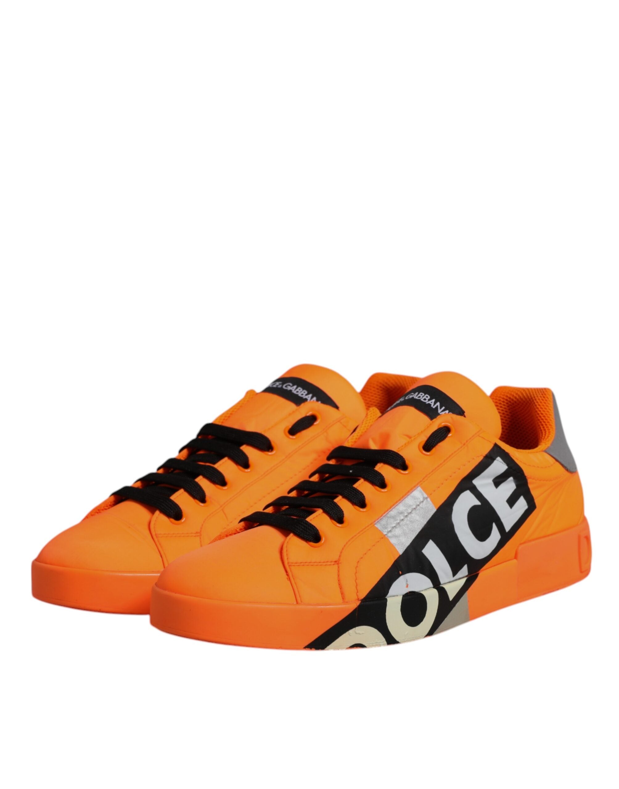 Dolce &amp; Gabbana Orange Portofino Logo Tape Herren Sneakers Schuhe