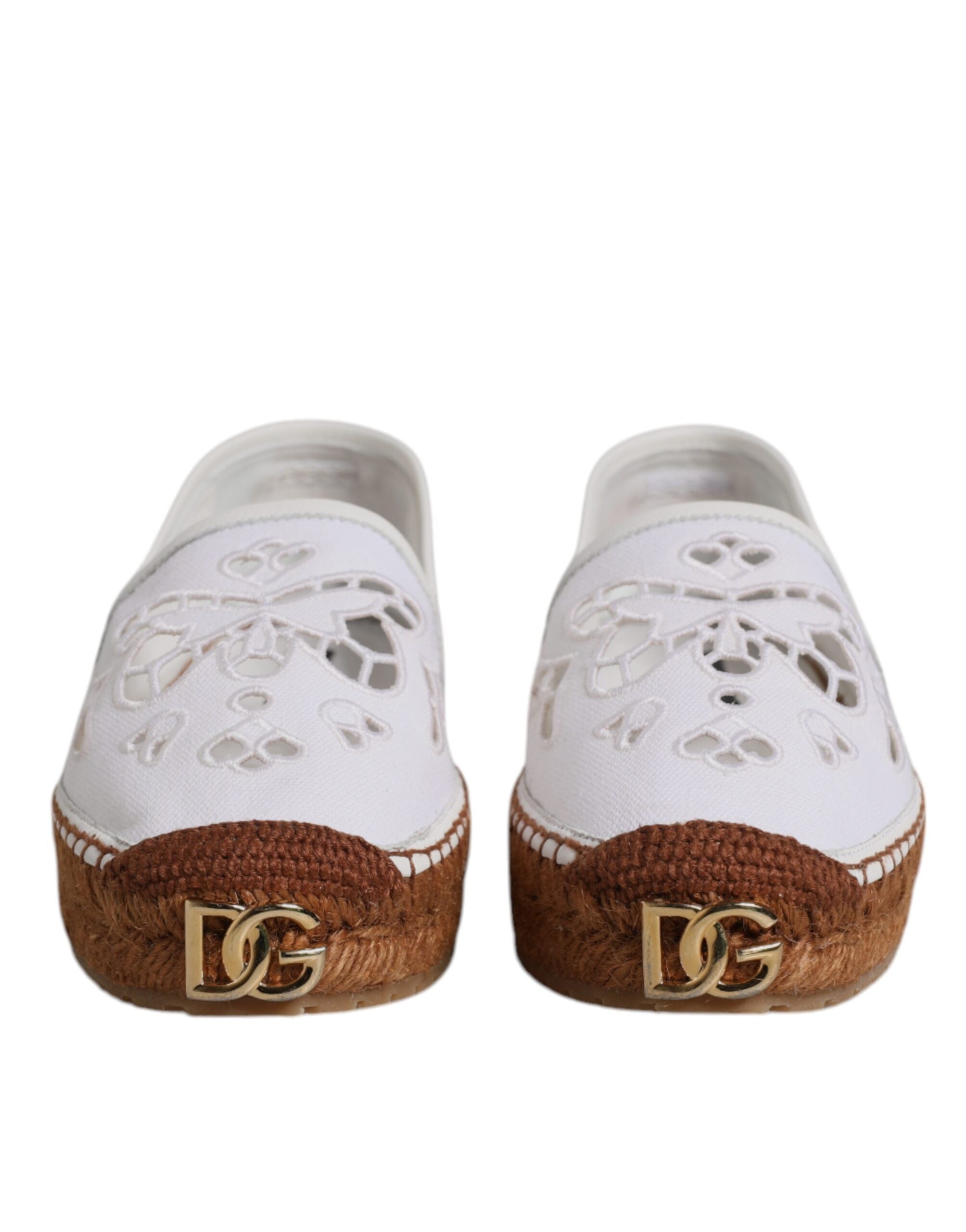 Dolce &amp; Gabbana – Weiße Espadrilles zum Hineinschlüpfen mit Logo und Öse