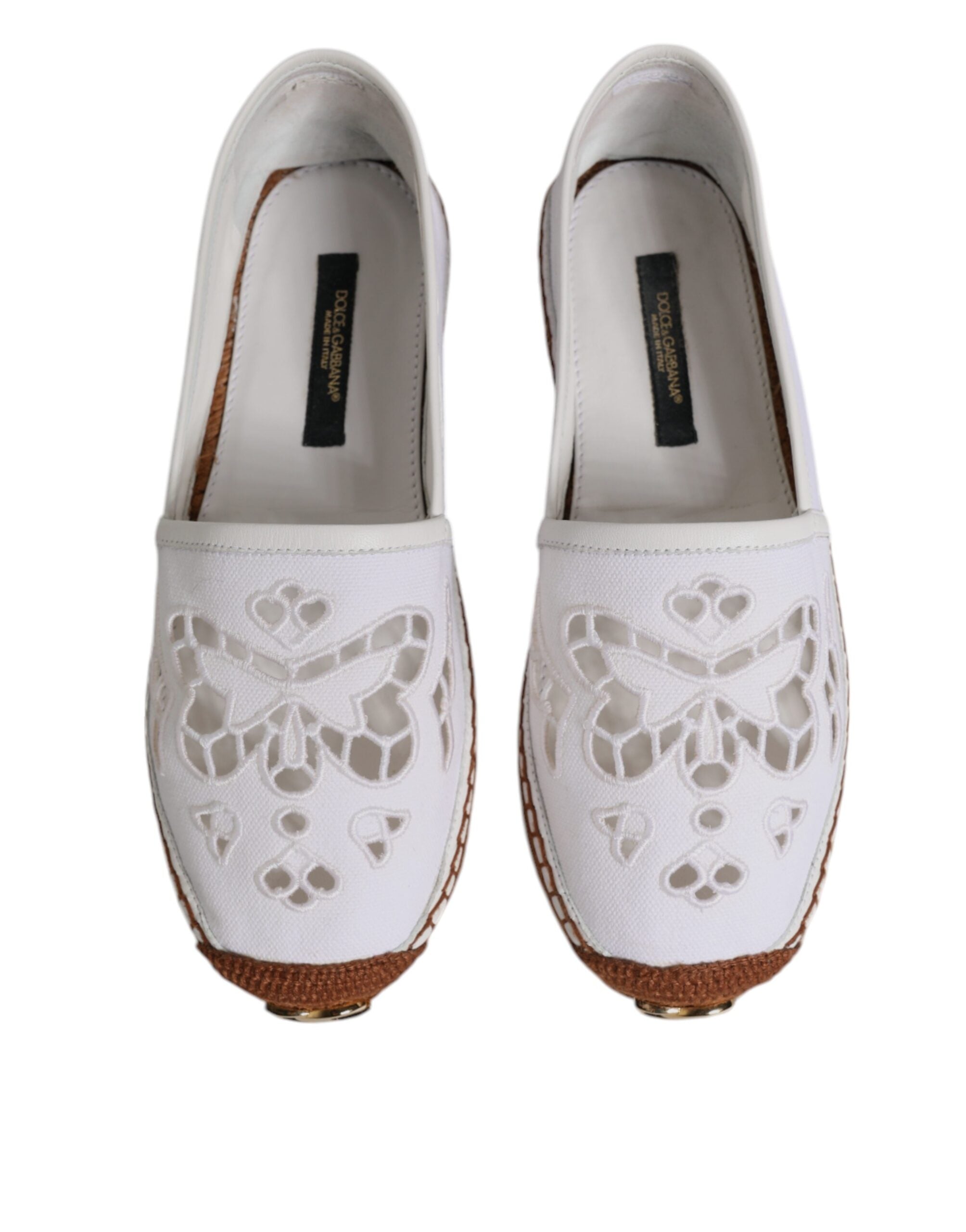 Espadrile Dolce &amp; Gabbana cu inele de închidere și logo alb