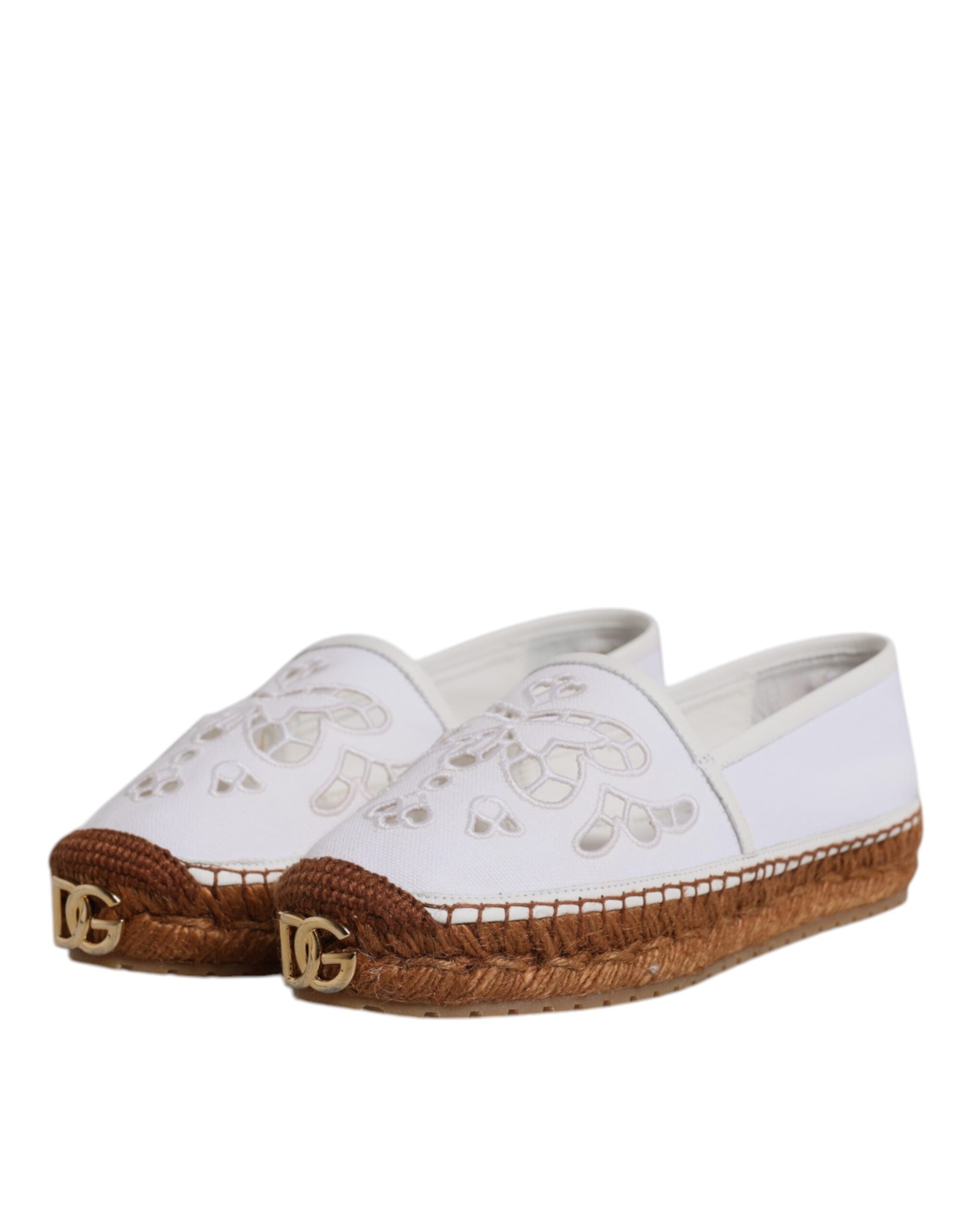 Espadrile Dolce &amp; Gabbana cu inele de închidere și logo alb