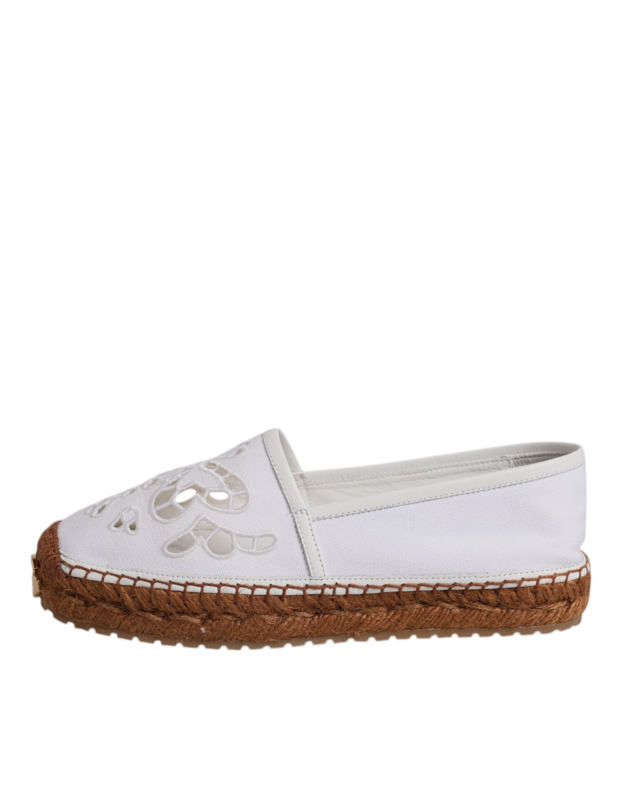 Espadrile Dolce &amp; Gabbana cu inele de închidere și logo alb