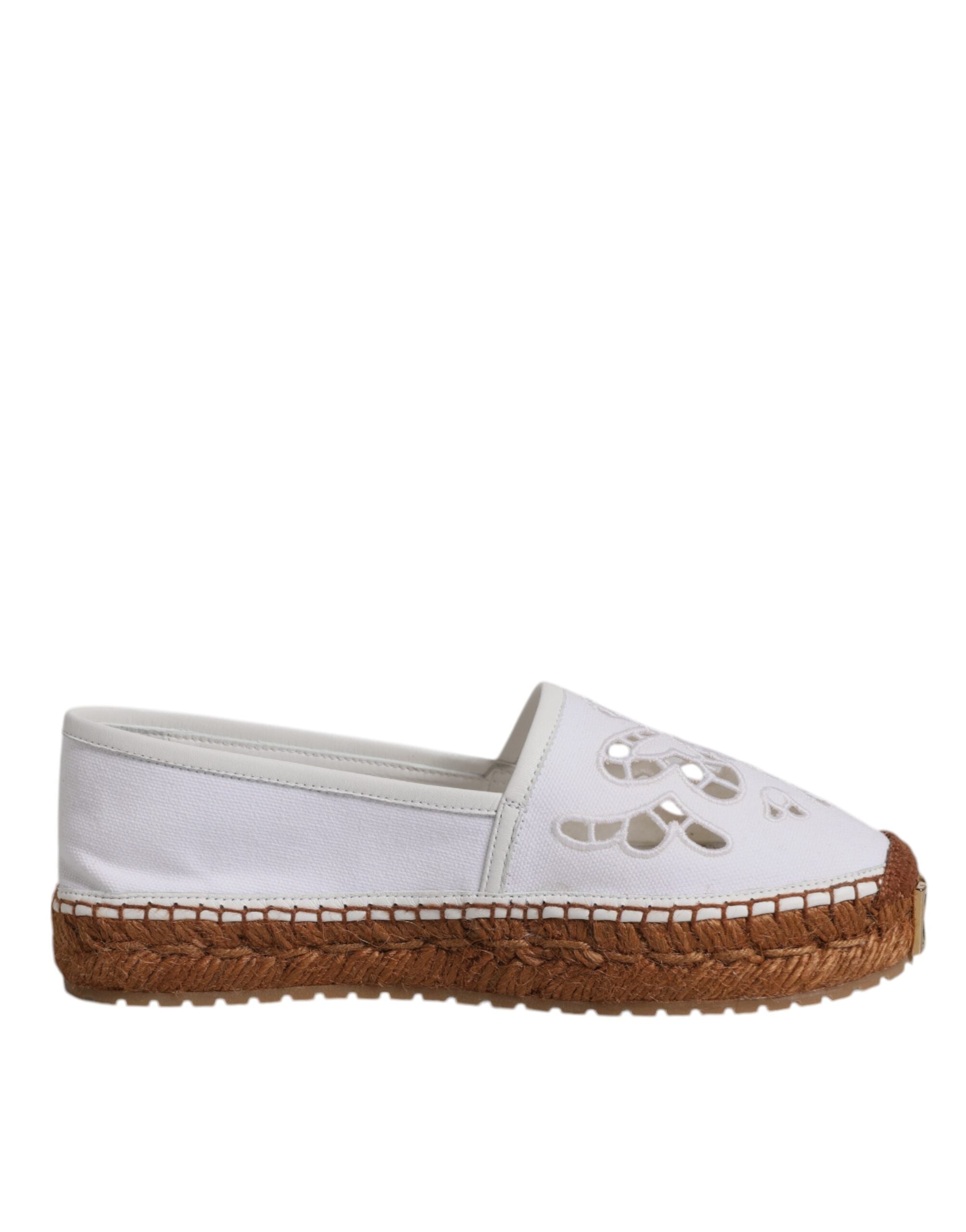 Dolce &amp; Gabbana – Weiße Espadrilles zum Hineinschlüpfen mit Logo und Öse