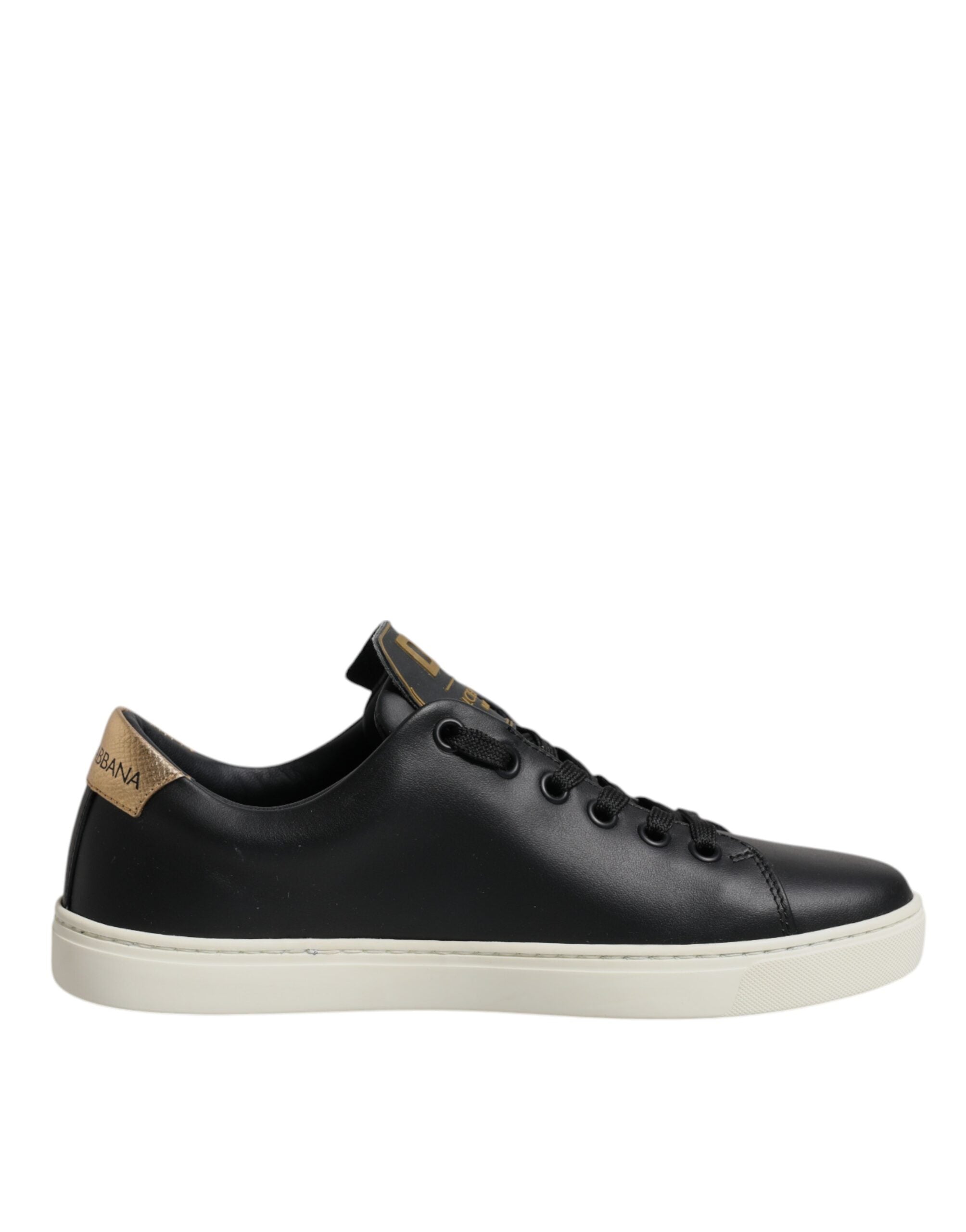 Dolce &amp; Gabbana Schwarze Lederschuhe mit goldenem und rotem Herz