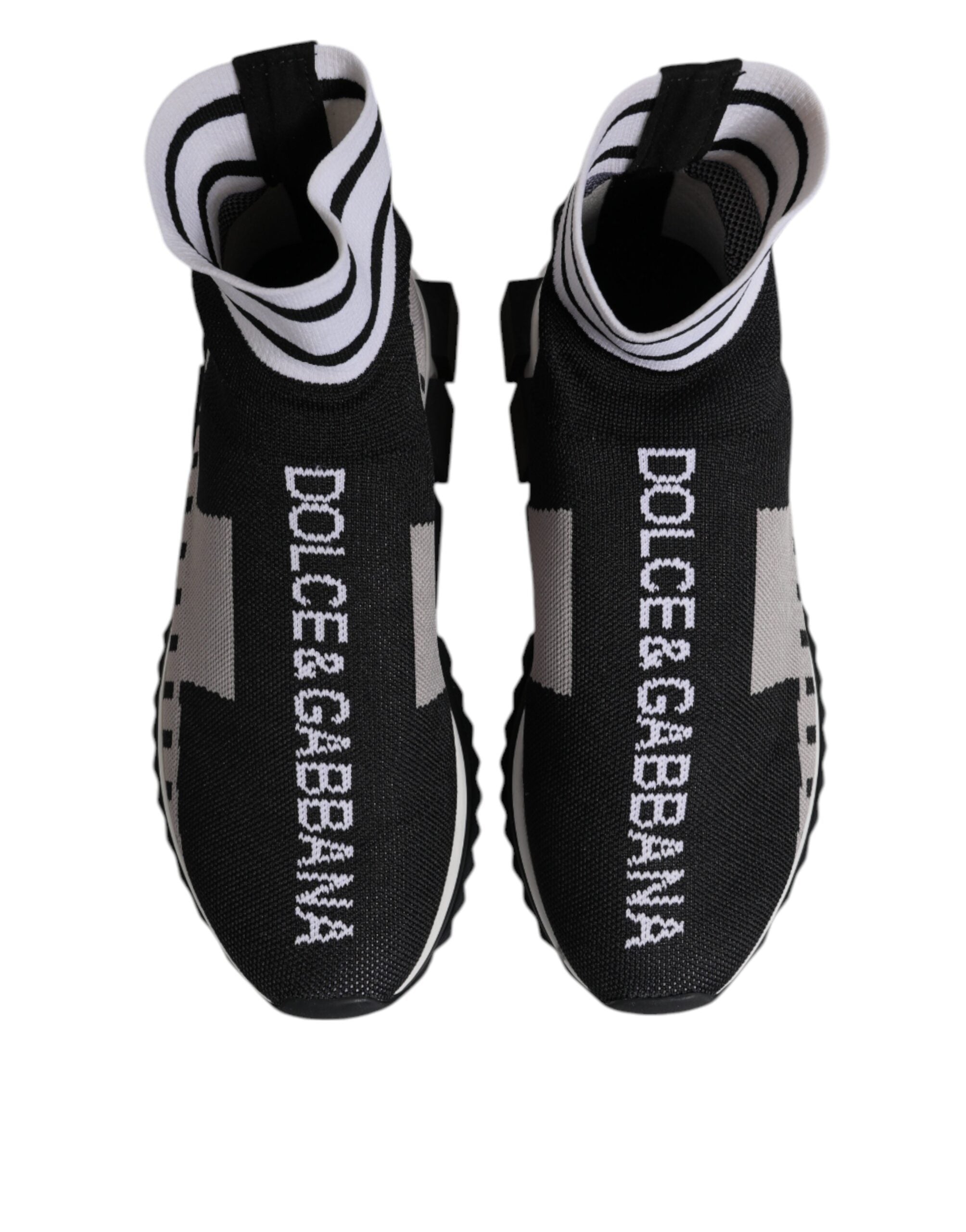 Dolce &amp; Gabbana Schwarz Grau Sorrento Socken Frauen Sneakers Schuhe