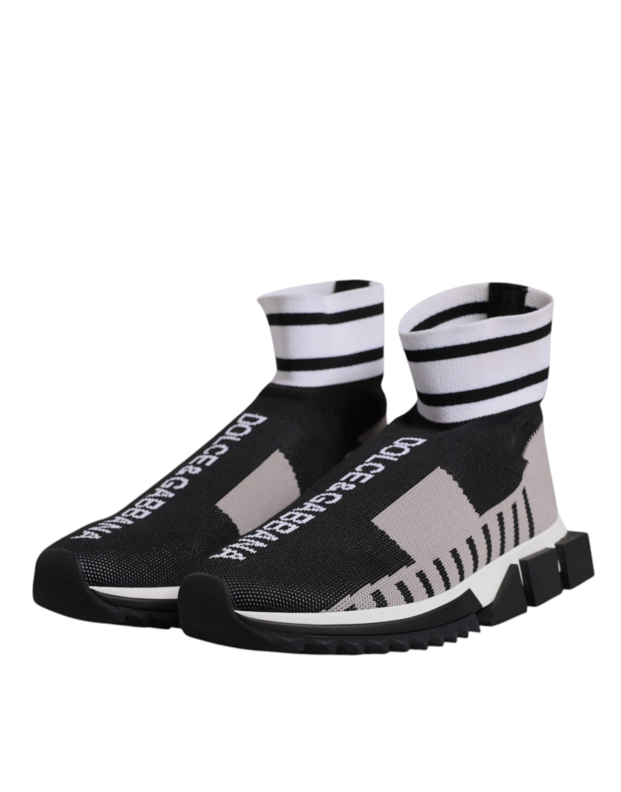 Dolce &amp; Gabbana Schwarz Grau Sorrento Socken Frauen Sneakers Schuhe