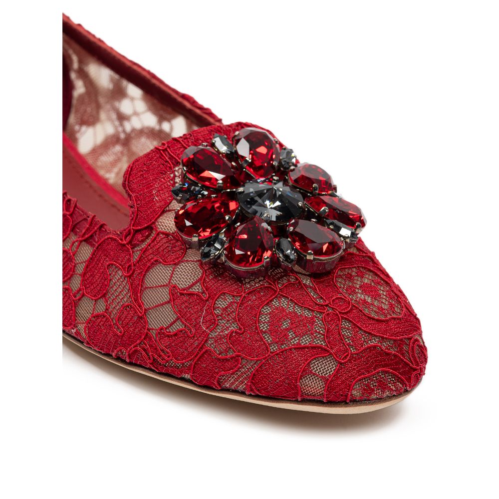 Dolce &amp; Gabbana – Flache Schuhe aus roter Viskose