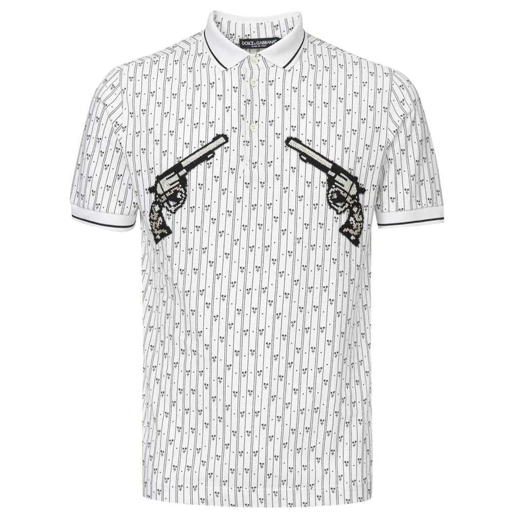 Tricou polo din bumbac alb Dolce &amp; Gabbana