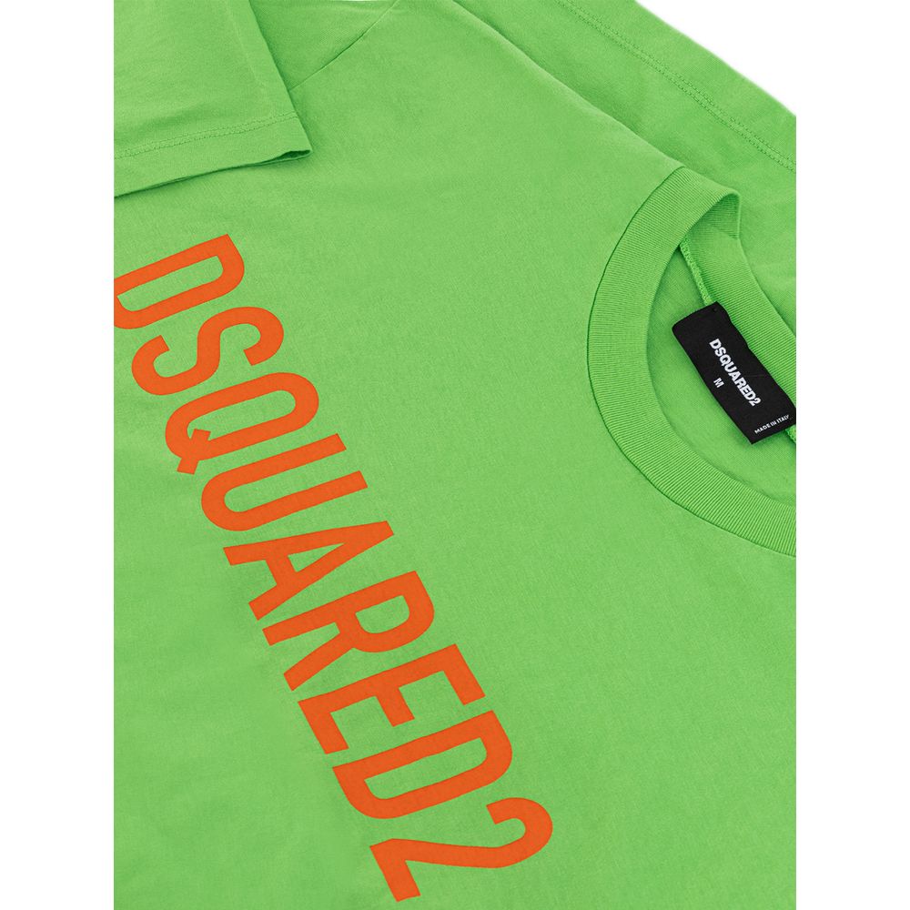 Tricou Dsquared² din bumbac verde electric pentru bărbați