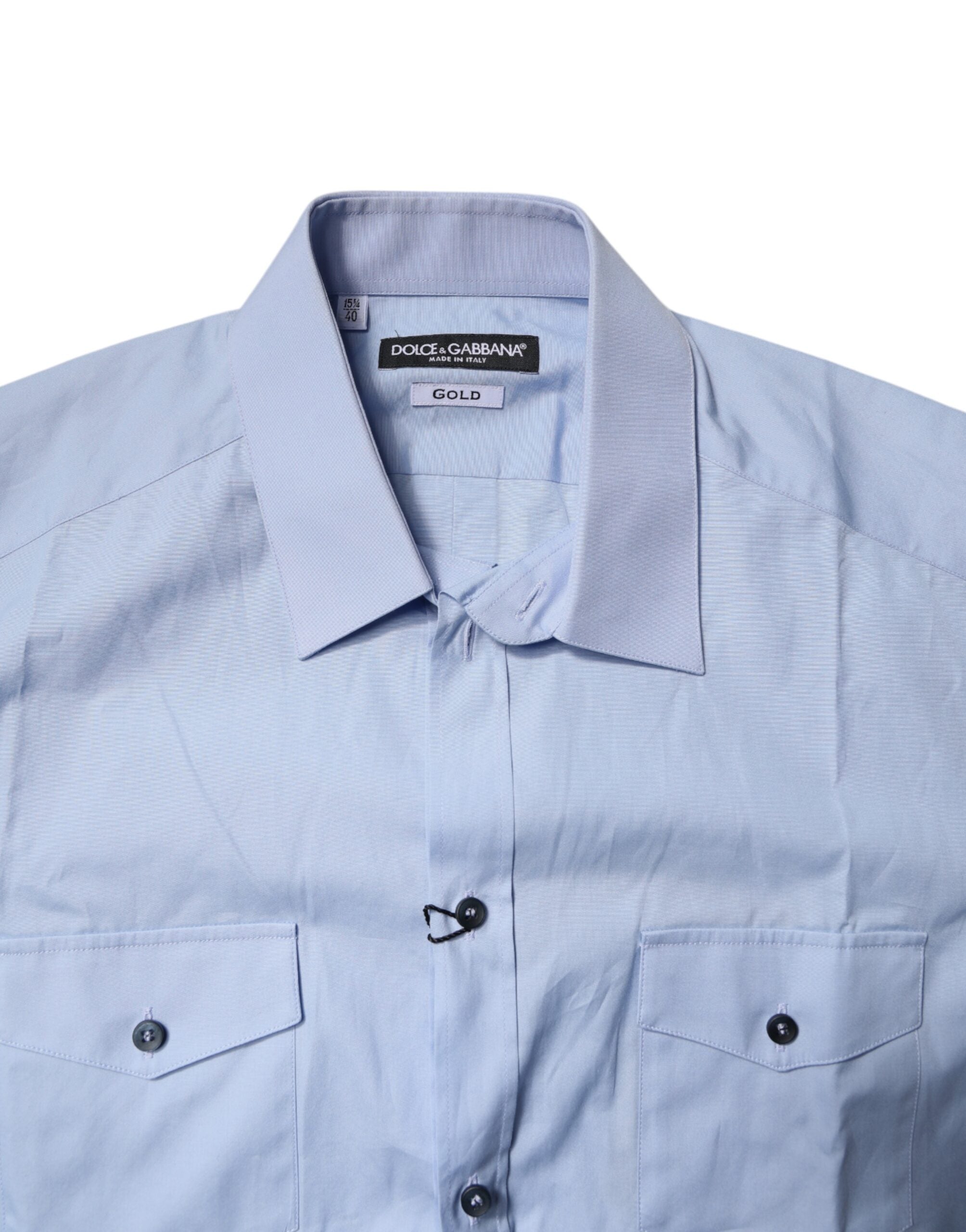 Dolce &amp; Gabbana, Blaues Poloshirt aus Baumwolle mit Knopfleiste