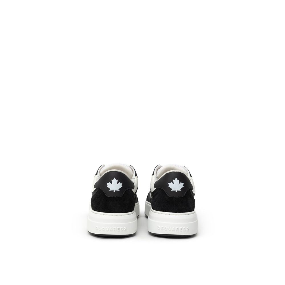 Tenișor din piele Dsquared² alb-negru