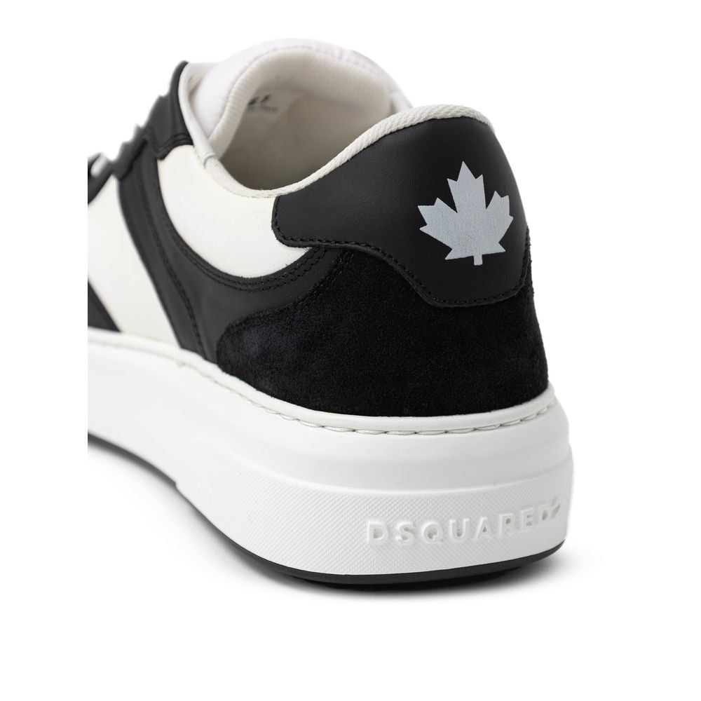Tenișor din piele Dsquared² alb-negru