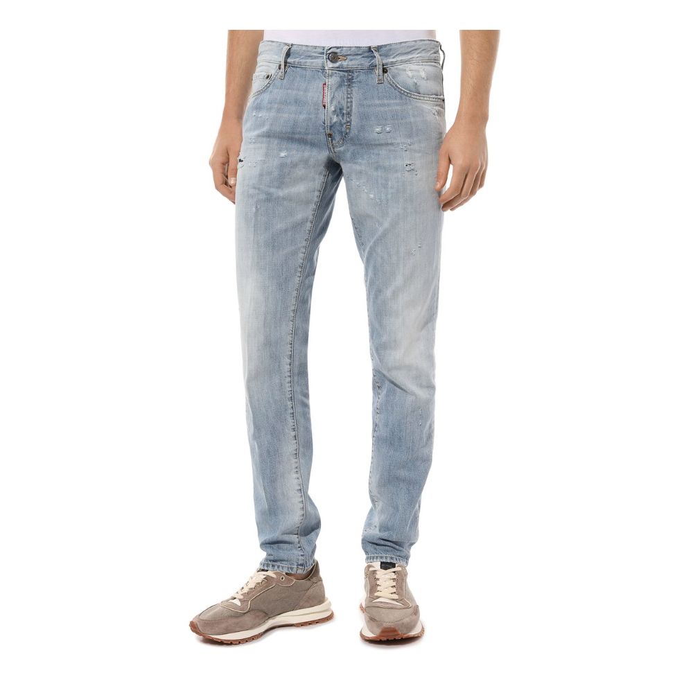 Blugi Dsquared² albastru deschis din bumbac pentru bărbați