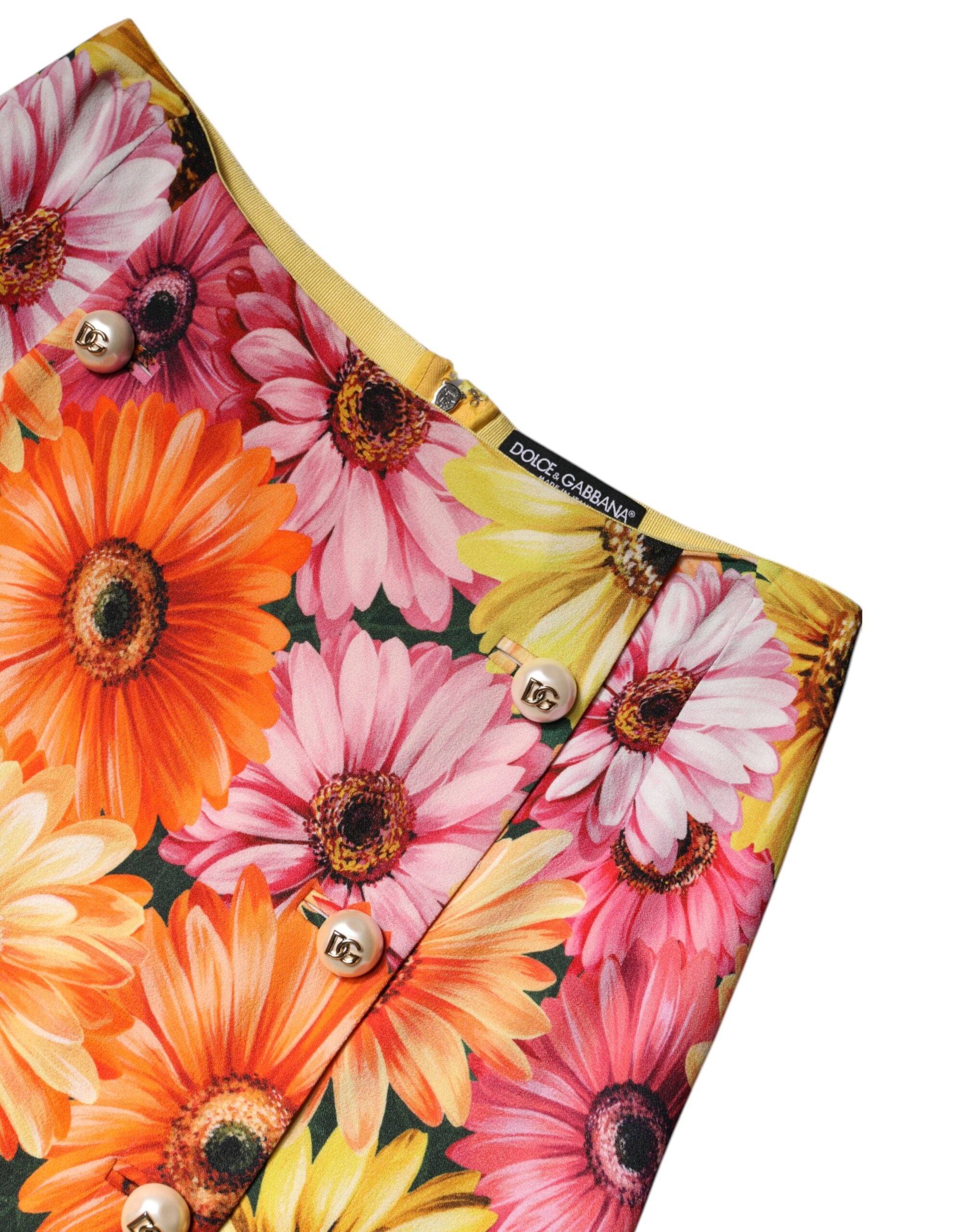 Fustă mini cu talie înaltă și imprimeu floral multicolor Dolce &amp; Gabbana