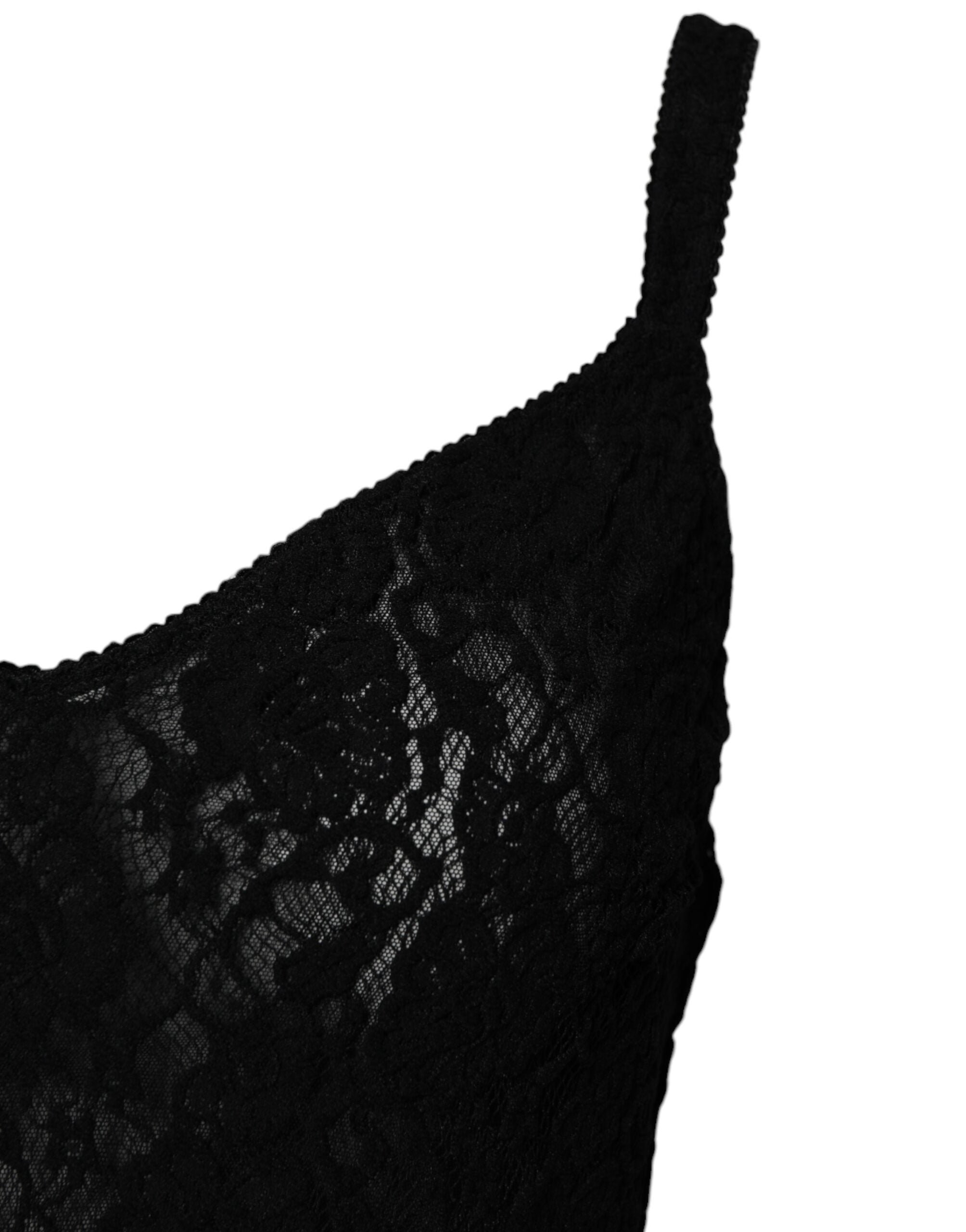 Dolce &amp; Gabbana Schwarze Spitze Marken-Dessous-Bodysuit-Unterwäsche