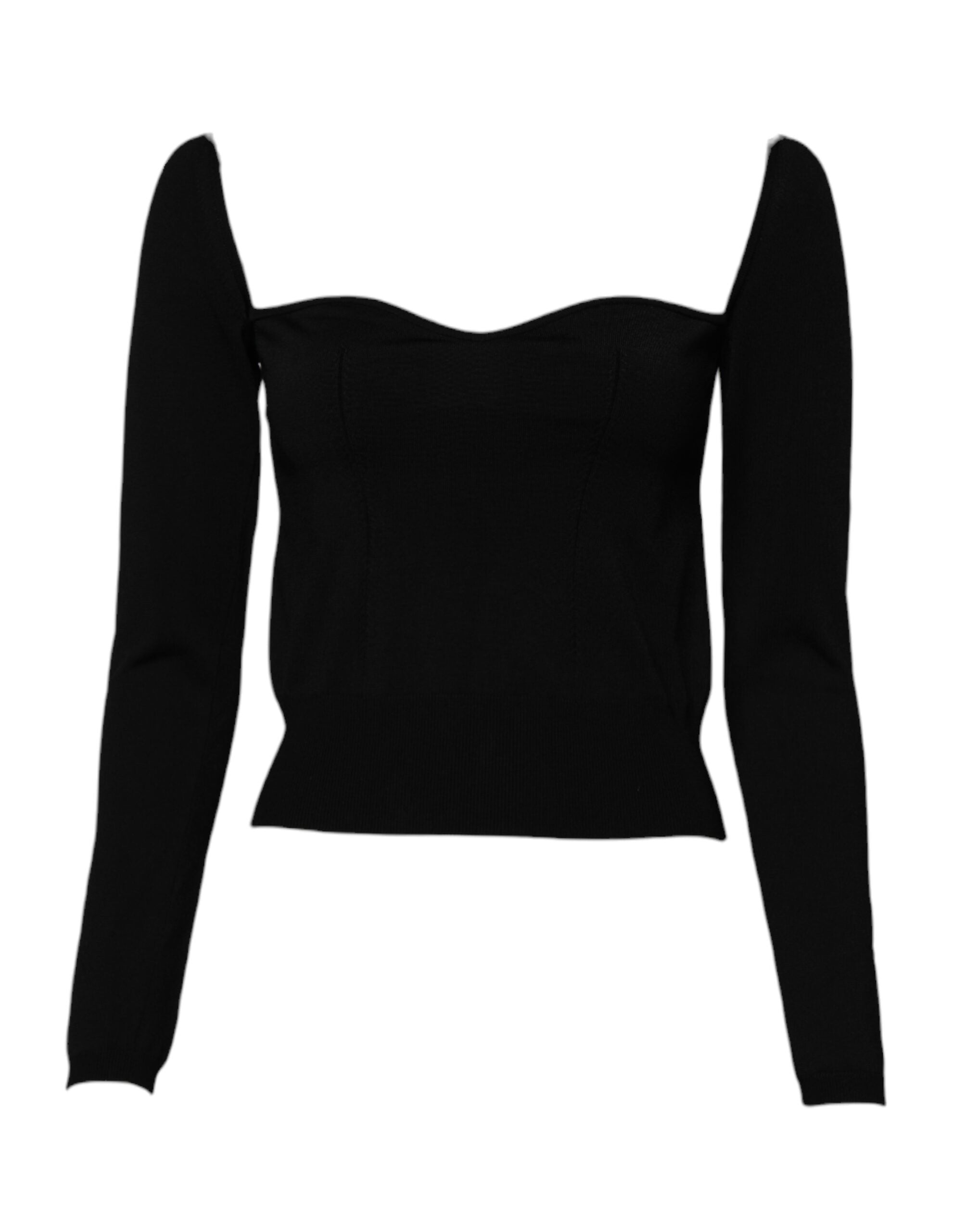 Dolce &amp; Gabbana – Schwarzer Pullover mit quadratischem Ausschnitt und langen Ärmeln