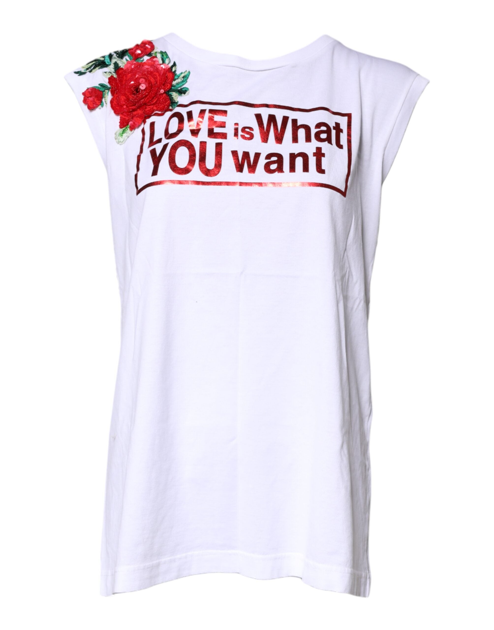 Dolce &amp; Gabbana Weißes ärmelloses Tanktop mit floralem Grafikdruck