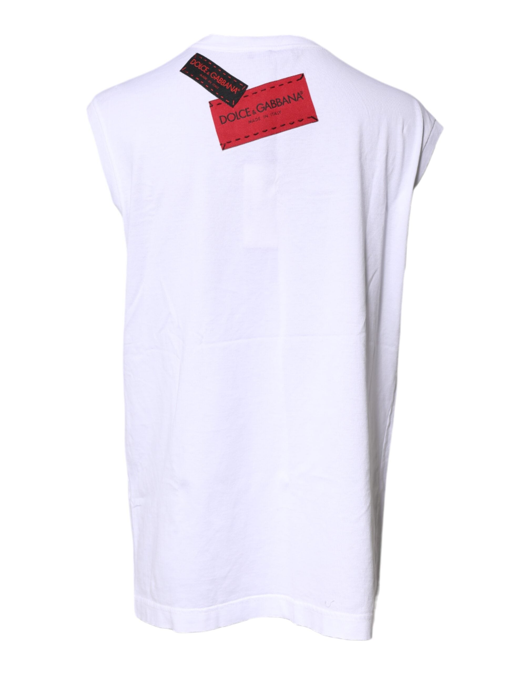 Dolce &amp; Gabbana Weißes ärmelloses Tanktop mit floralem Grafikdruck