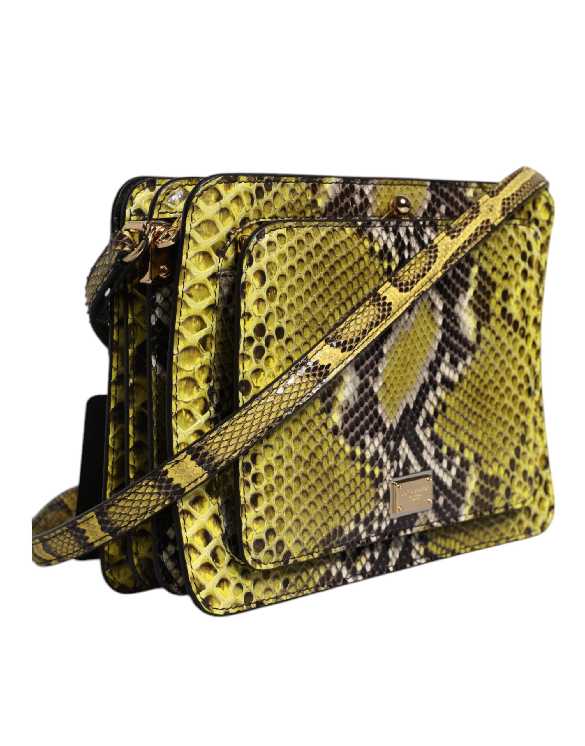 Geantă clutch crossbody Dolce &amp; Gabbana din piele exotică verde cu placă DG
