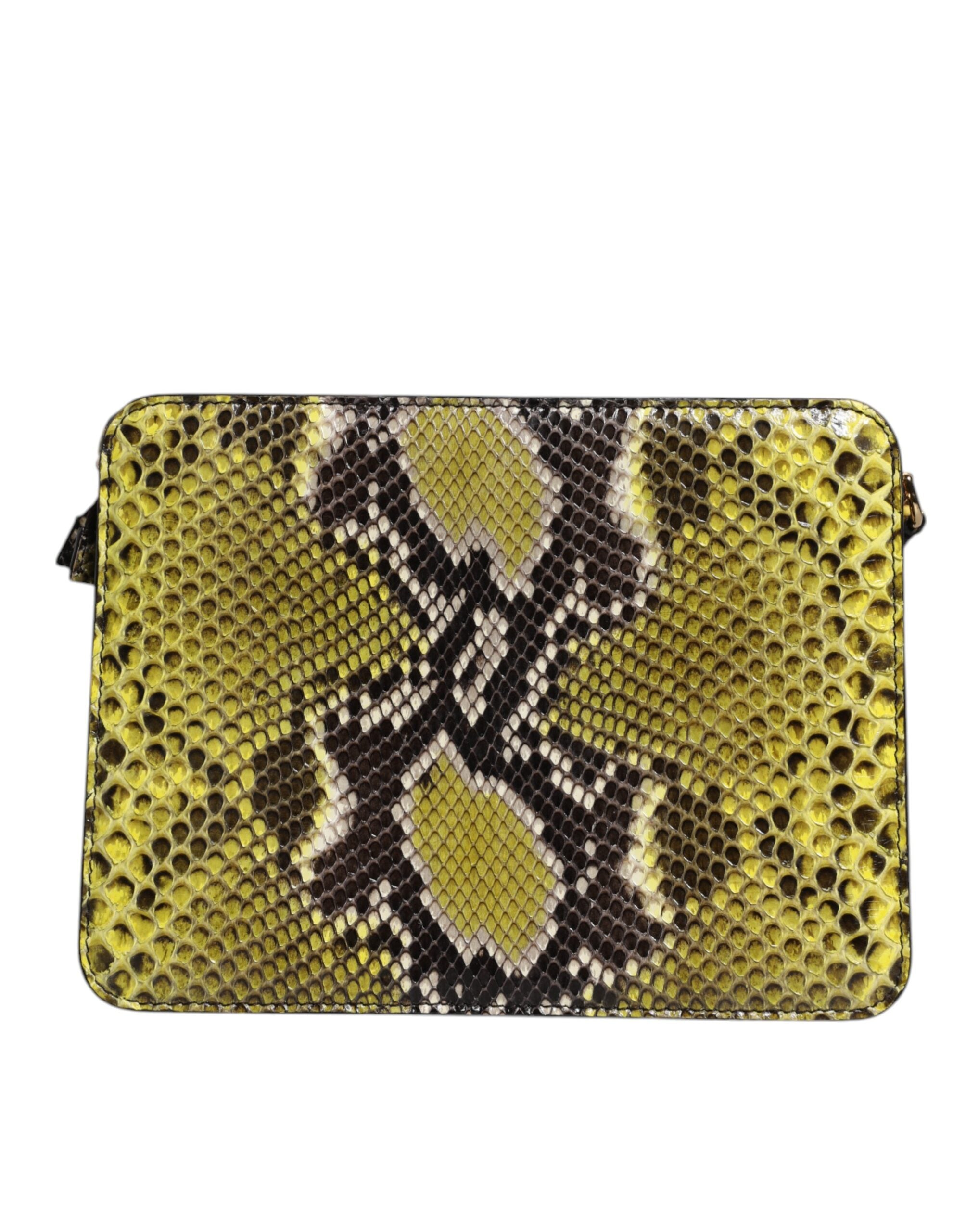 Geantă clutch crossbody Dolce &amp; Gabbana din piele exotică verde cu placă DG