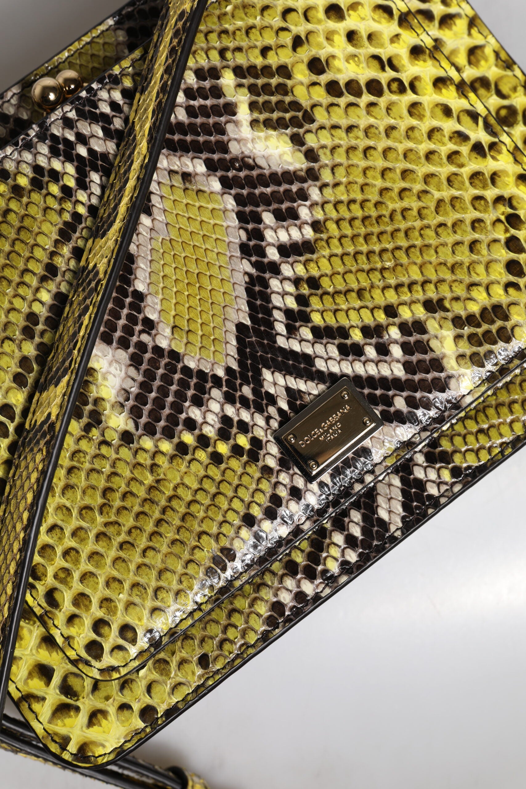 Geantă clutch crossbody Dolce &amp; Gabbana din piele exotică verde cu placă DG