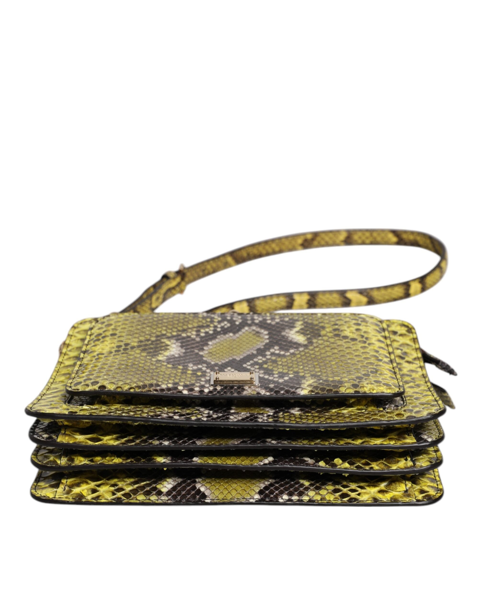 Geantă clutch crossbody Dolce &amp; Gabbana din piele exotică verde cu placă DG