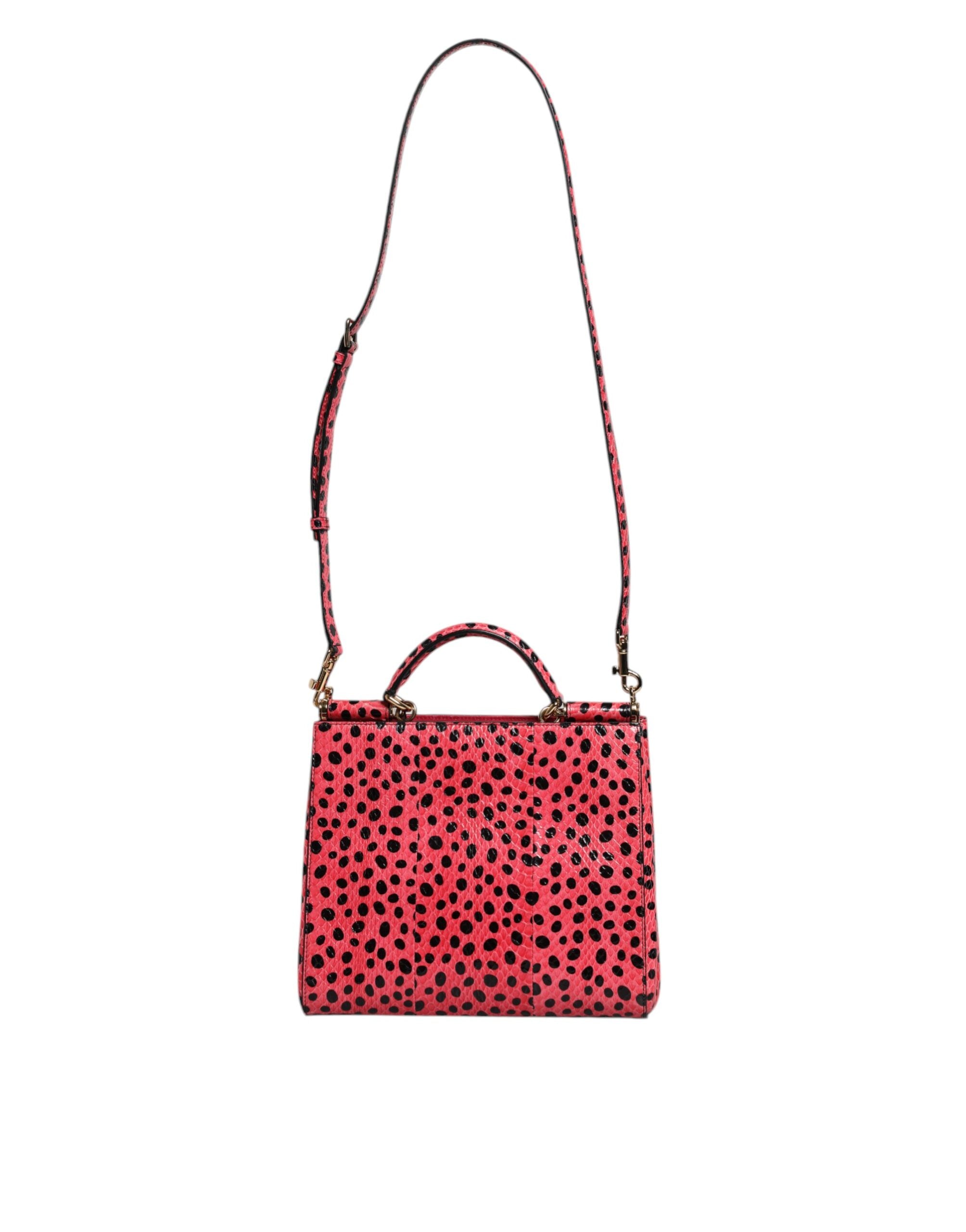 Geantă crossbody Dolce &amp; Gabbana roz din piele exotică cu mâner superior