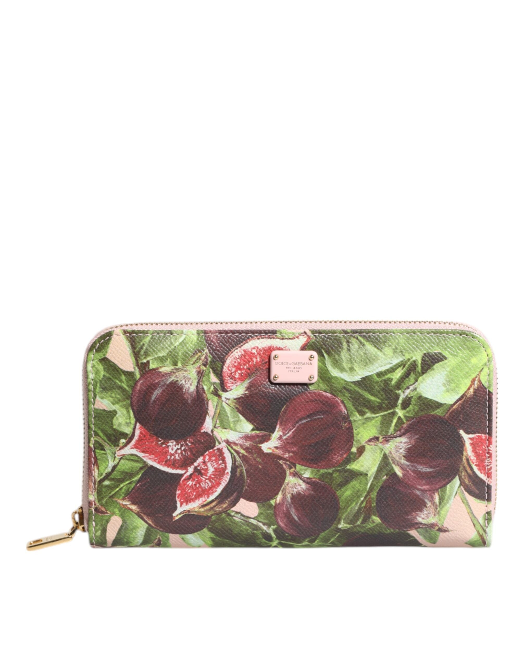 Portofel continental Dolce &amp; Gabbana multicolor cu smochine și fructe Dauphine din piele cu fermoar