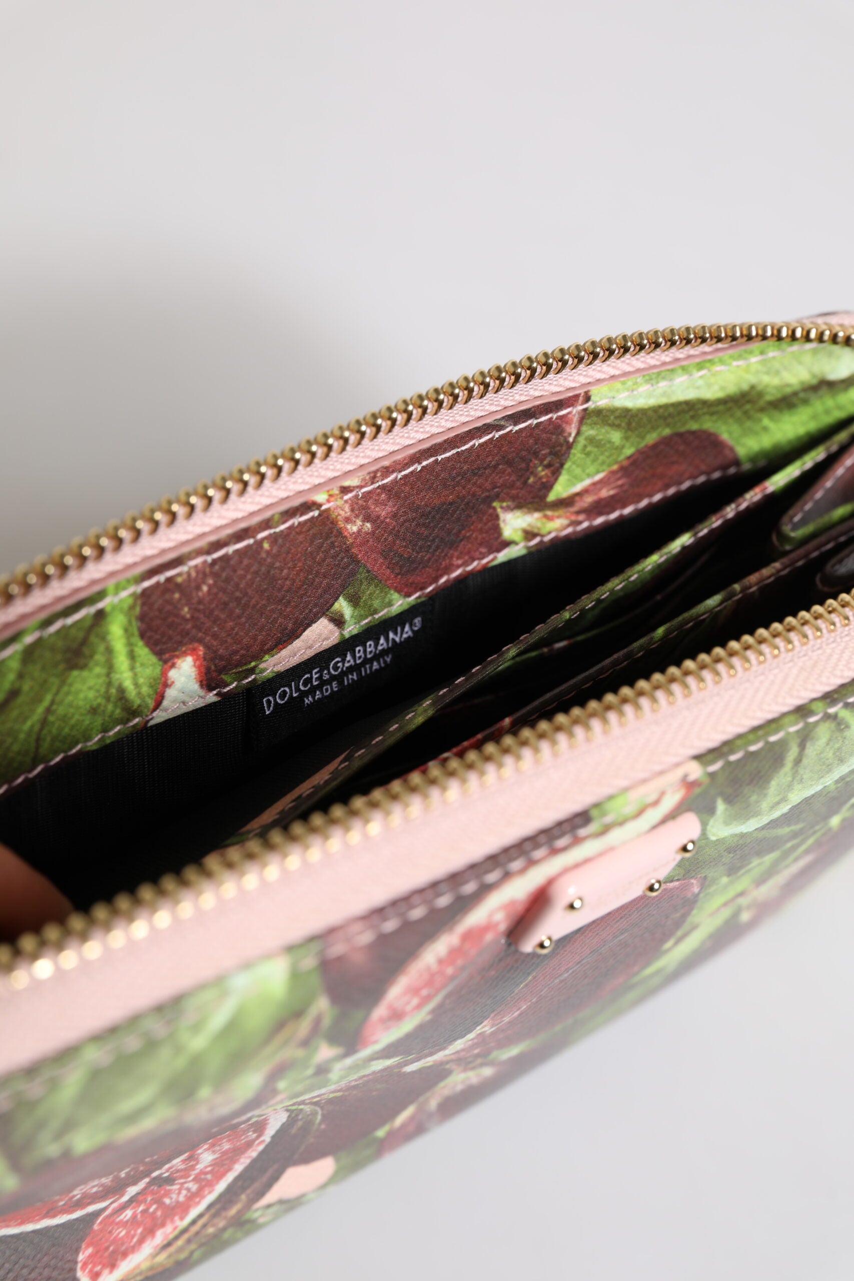 Portofel continental Dolce &amp; Gabbana multicolor cu smochine și fructe Dauphine din piele cu fermoar