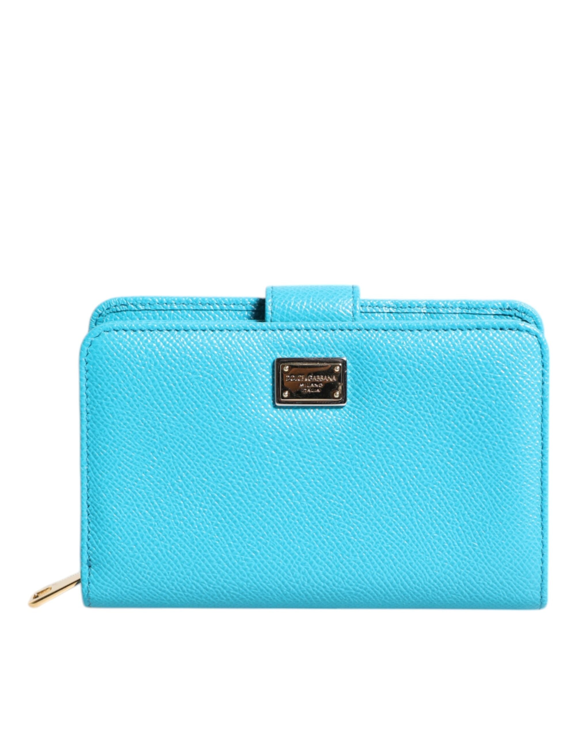Portofel tip clutch continental Dolce &amp; Gabbana din piele albastru deschis
