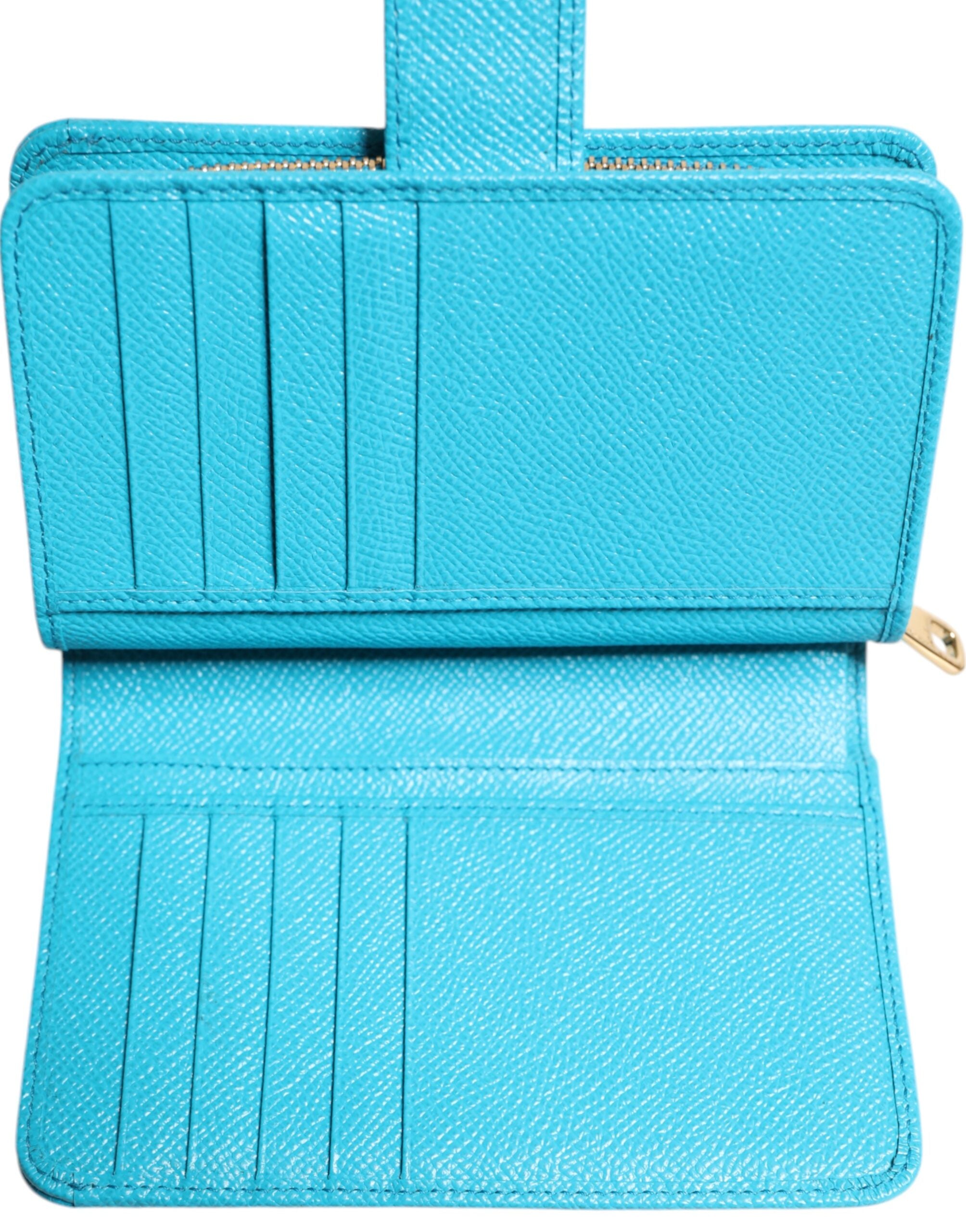 Portofel tip clutch continental Dolce &amp; Gabbana din piele albastru deschis