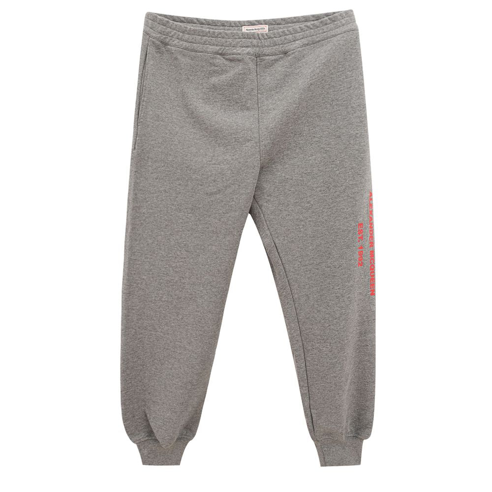 Pantaloni Alexander McQueen Chic Gri din amestec de bumbac