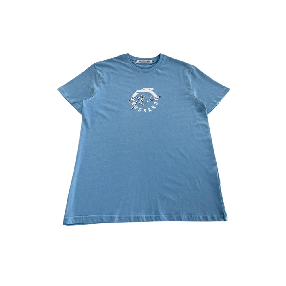 Trussardi Beachwear Hellblaues Herren-T-Shirt aus Baumwolle