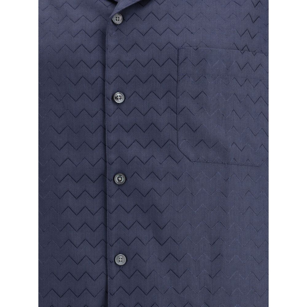 Missoni Bowling Shirt mit glänzendem Zickzack-Muster