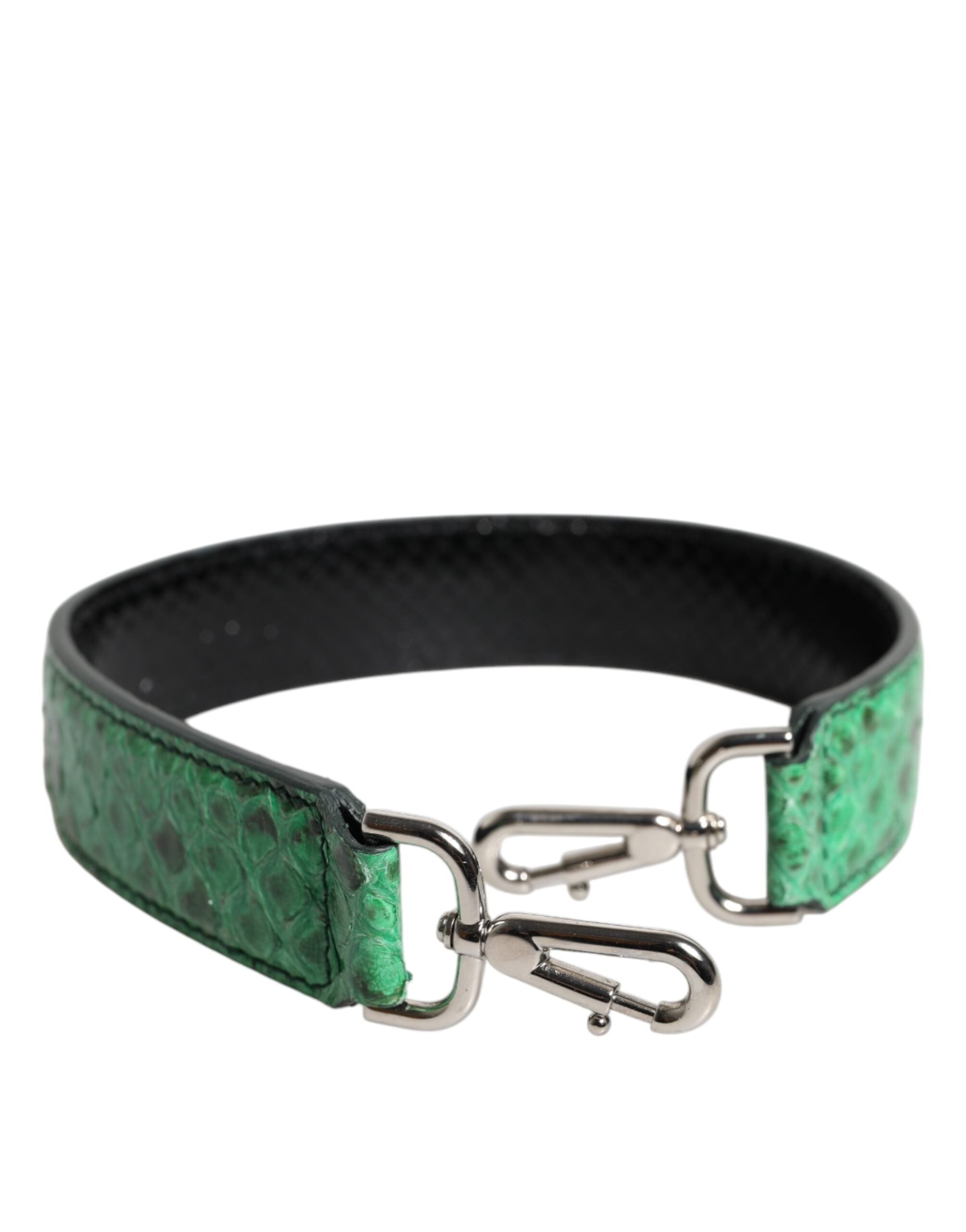 Dolce &amp; Gabbana Geantă de umăr din piele exotică neagră verde cu curea