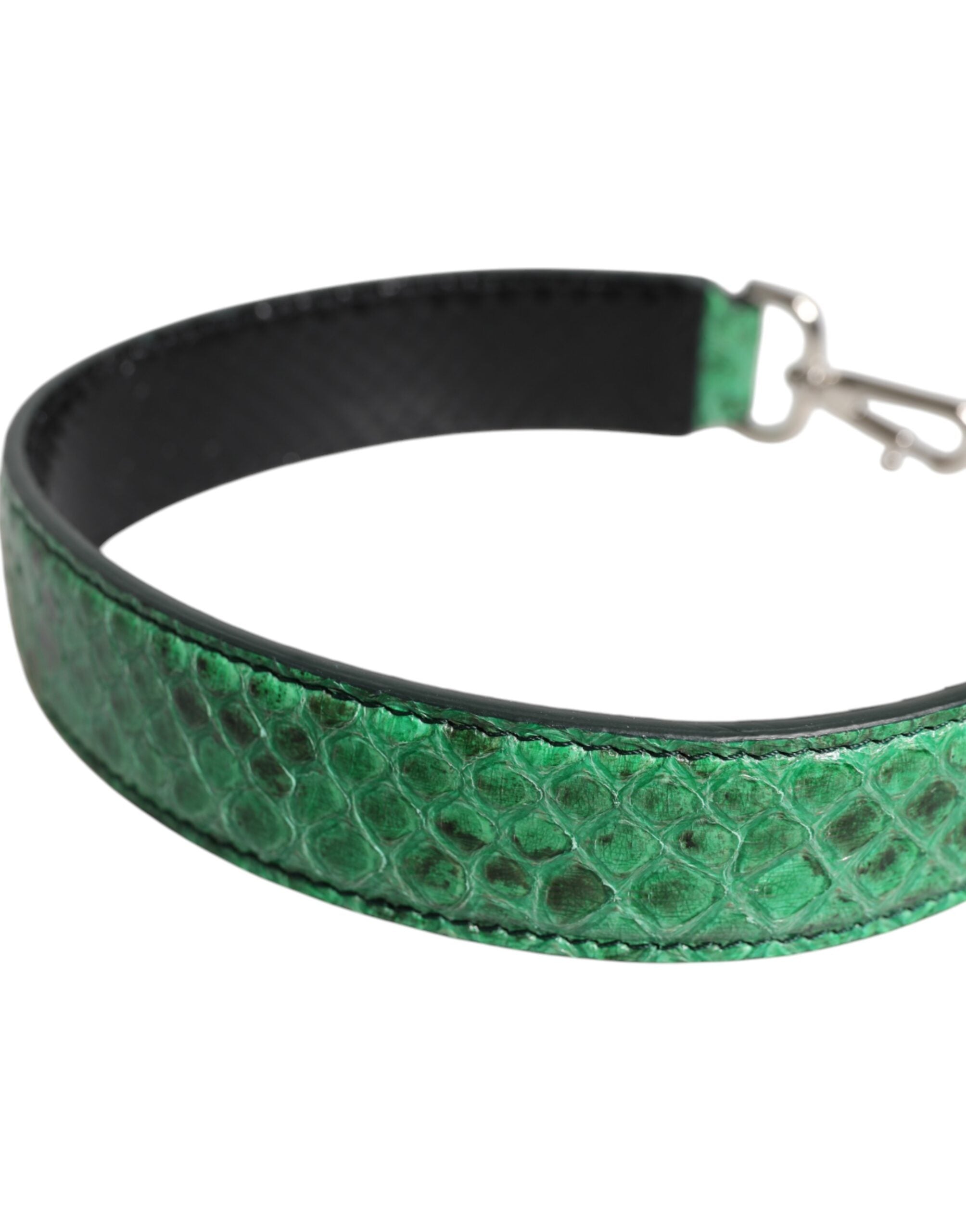 Dolce &amp; Gabbana Geantă de umăr din piele exotică neagră verde cu curea
