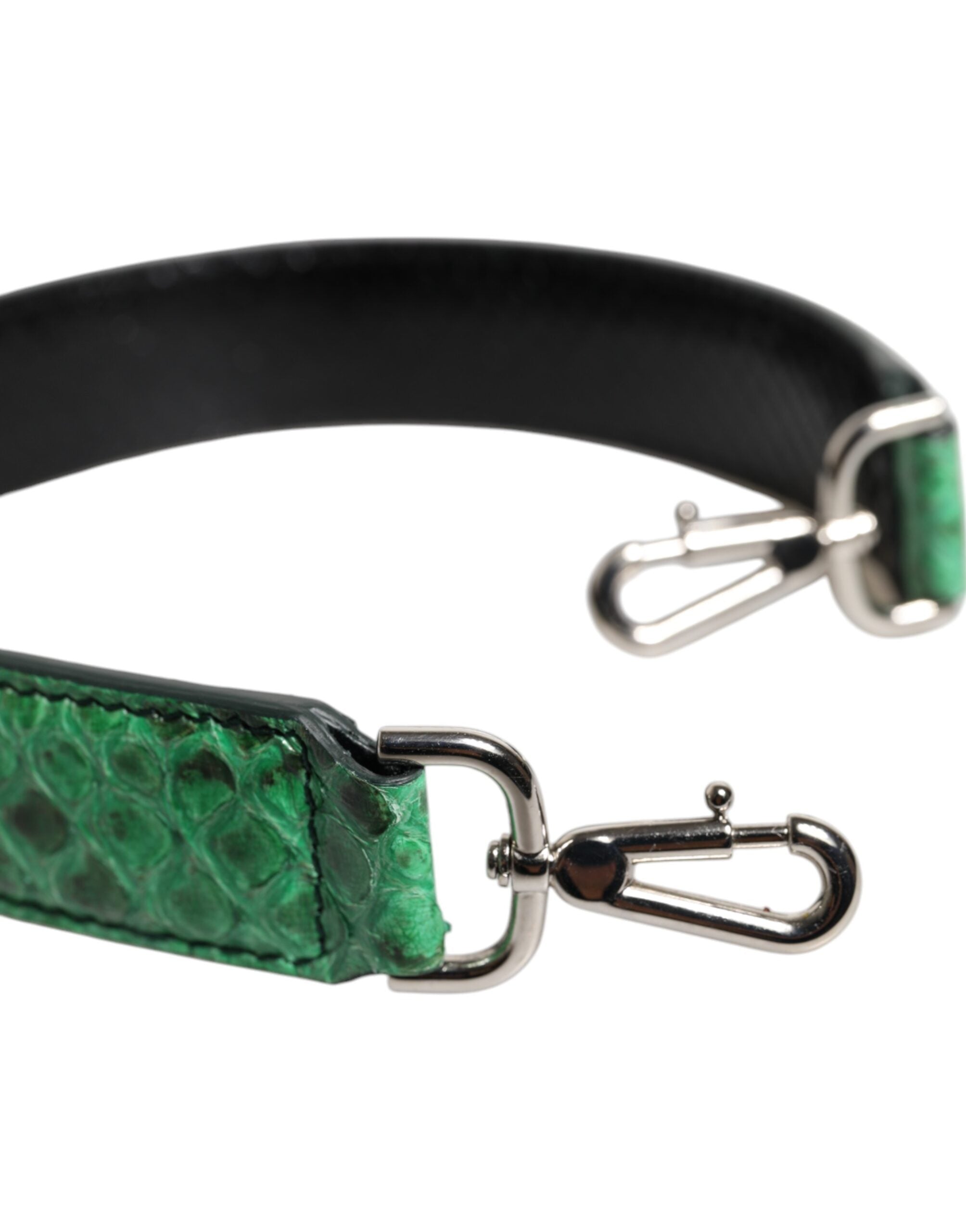 Dolce &amp; Gabbana Geantă de umăr din piele exotică neagră verde cu curea