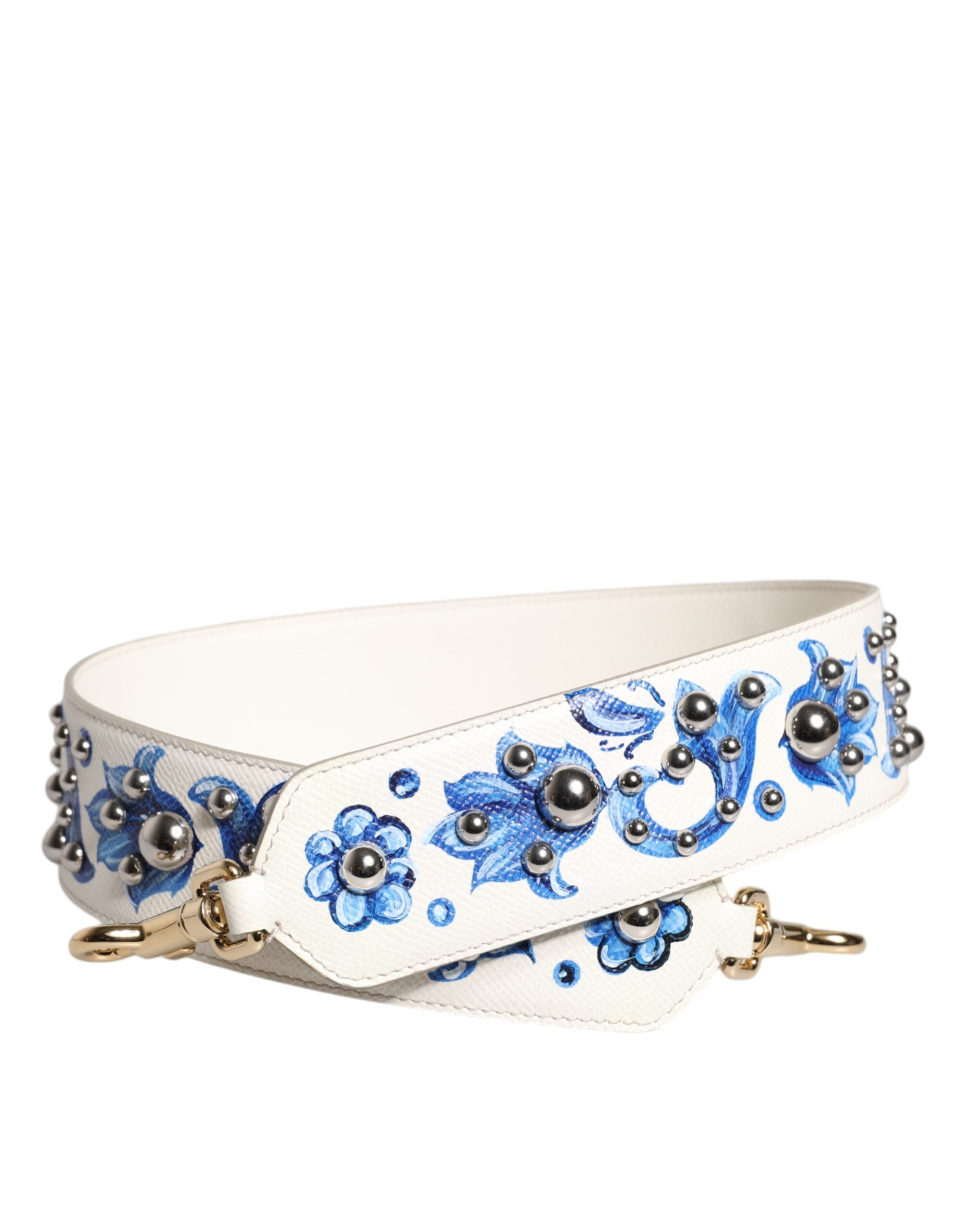 Dolce &amp; Gabbana Curea de umăr din piele cu imprimeu floral alb-albastru