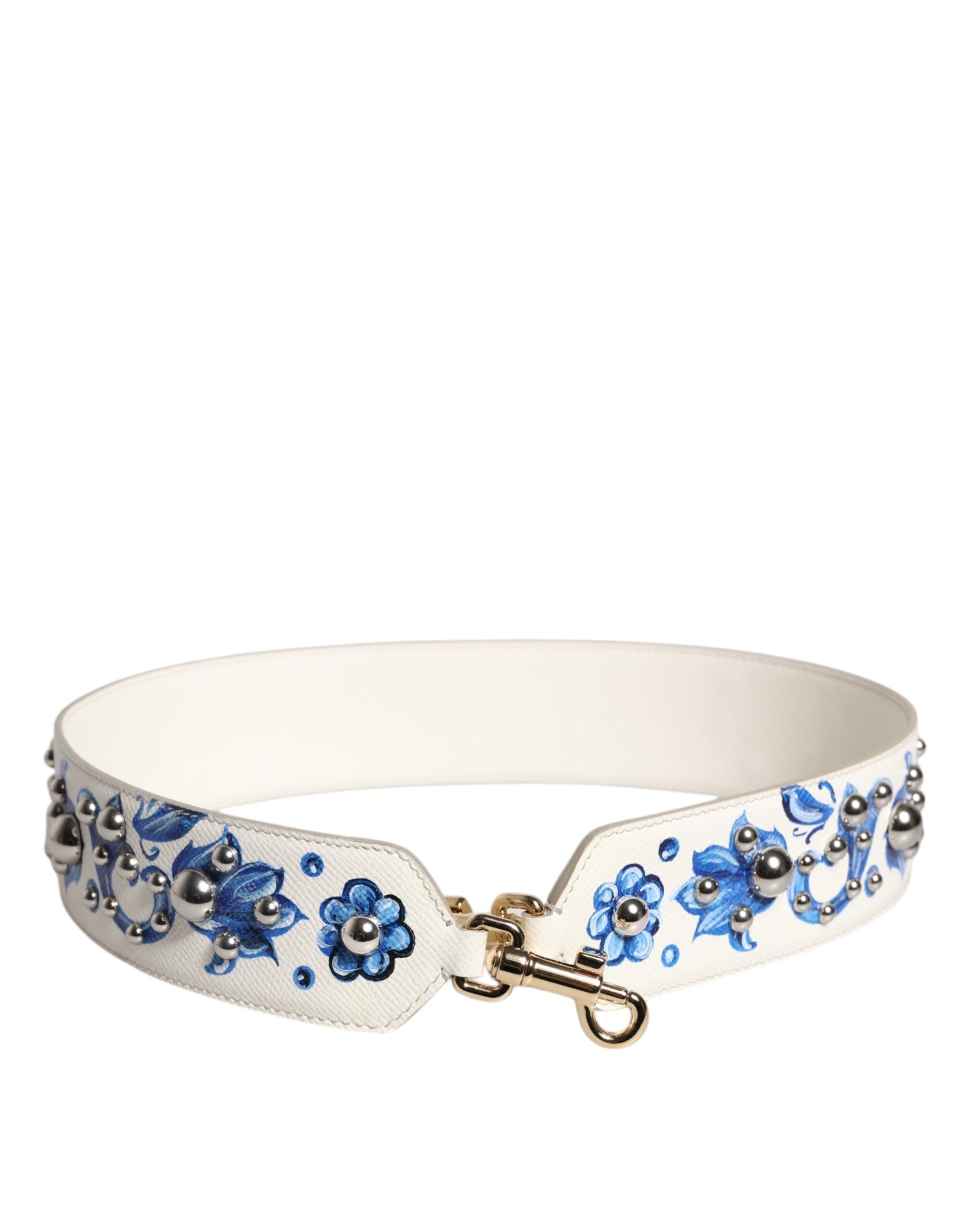 Dolce &amp; Gabbana Curea de umăr din piele cu imprimeu floral alb-albastru