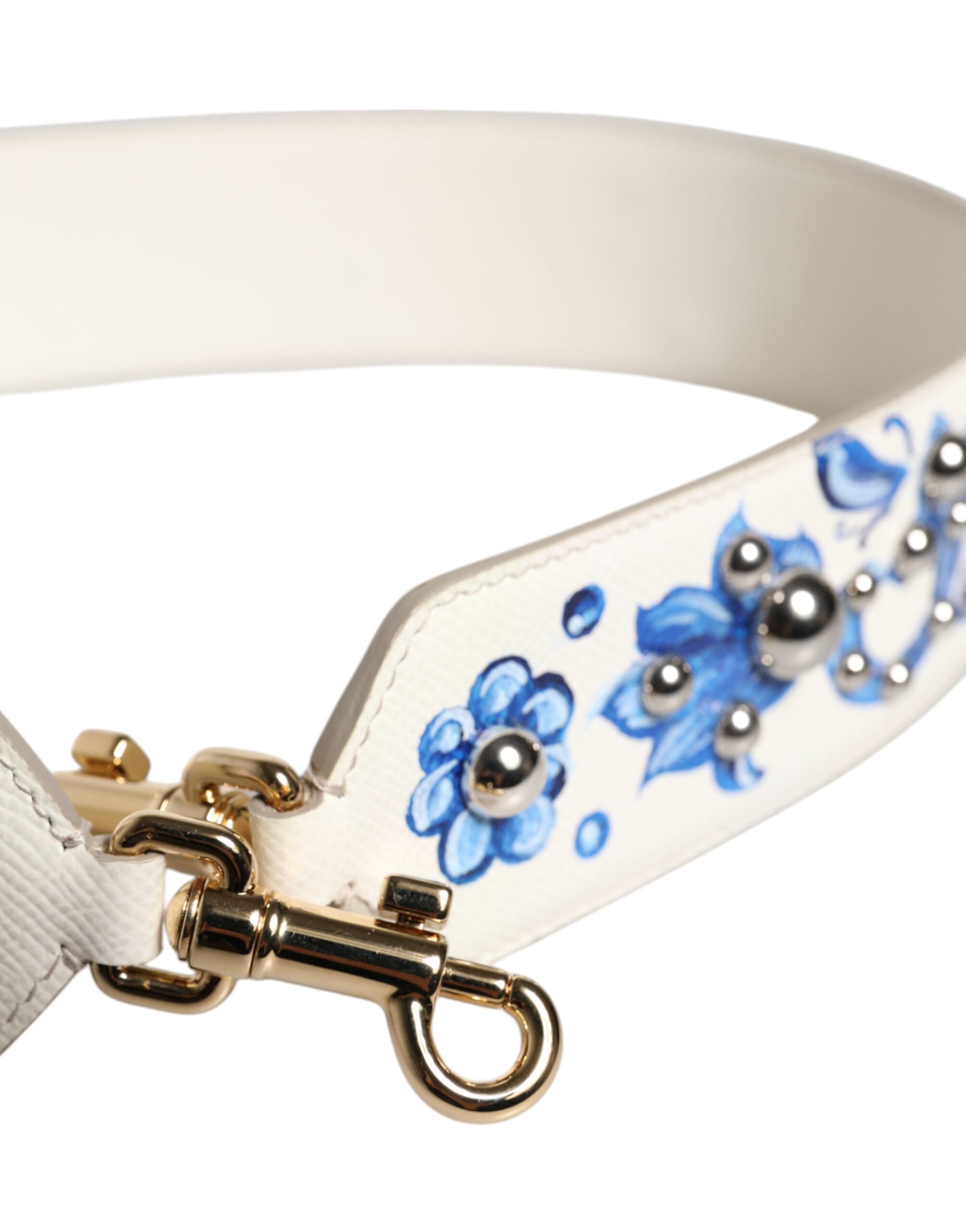 Dolce &amp; Gabbana Curea de umăr din piele cu imprimeu floral alb-albastru
