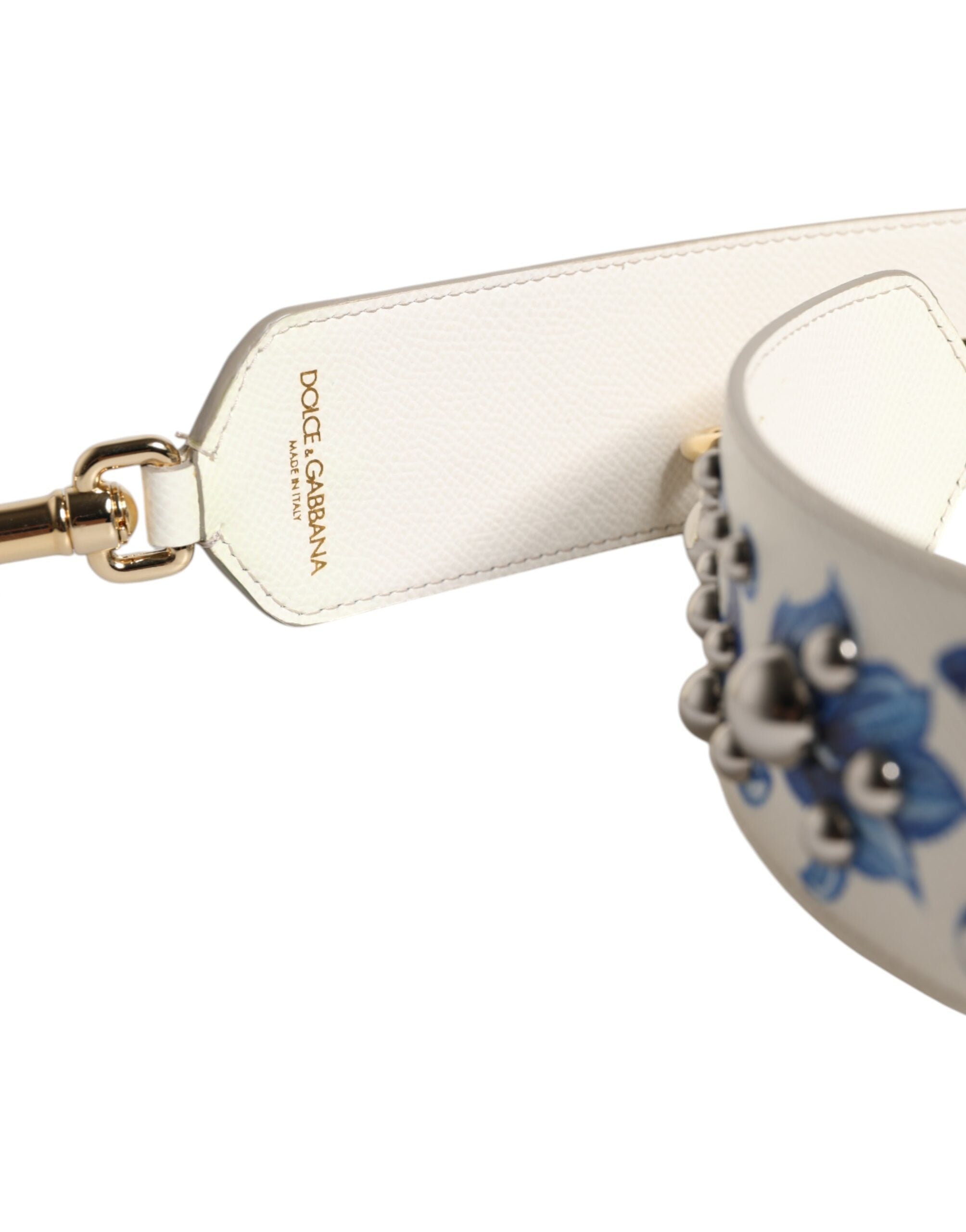 Dolce &amp; Gabbana Curea de umăr din piele cu imprimeu floral alb-albastru