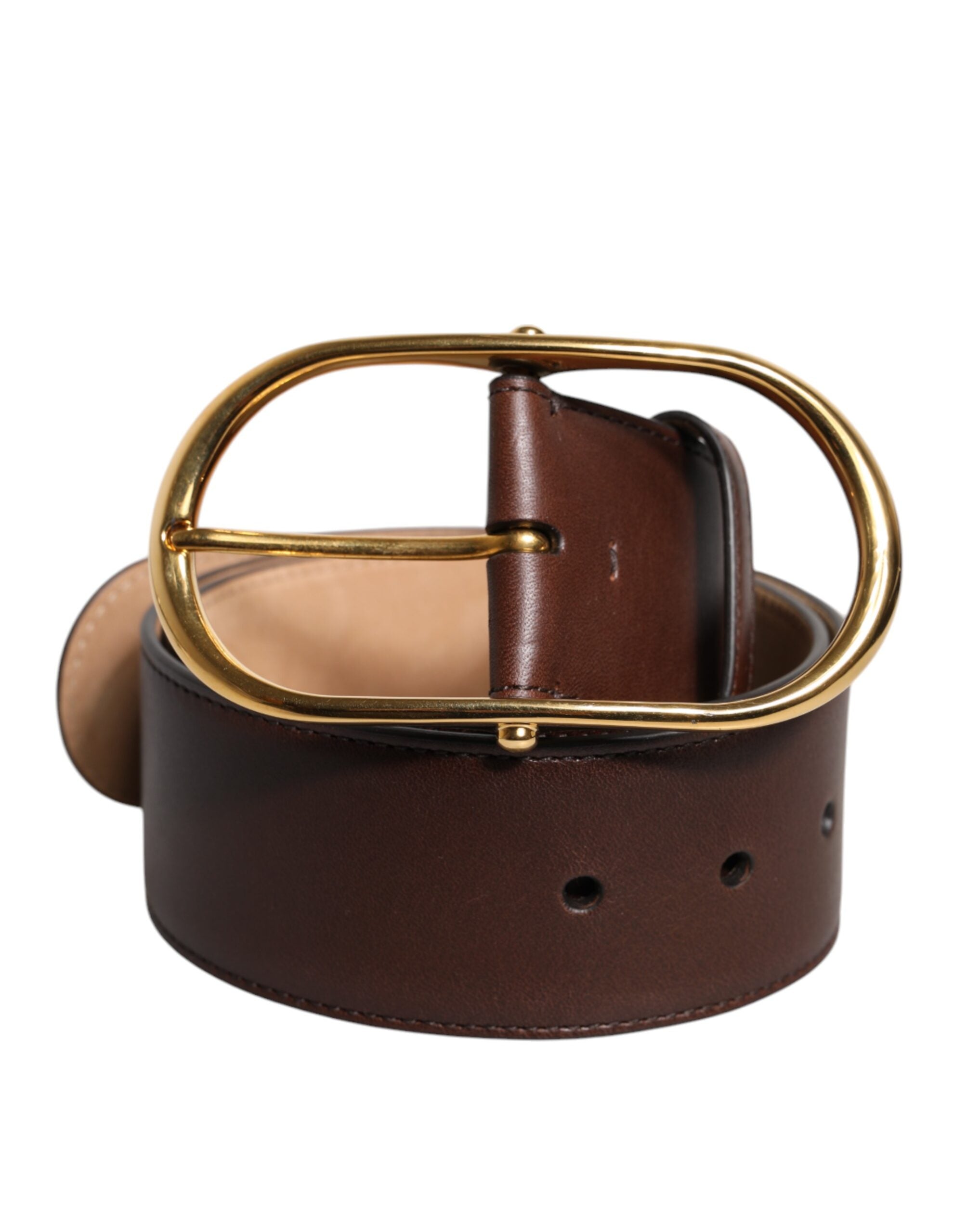 Curea Dolce &amp; Gabbana din piele maro cu cataramă metalică aurie